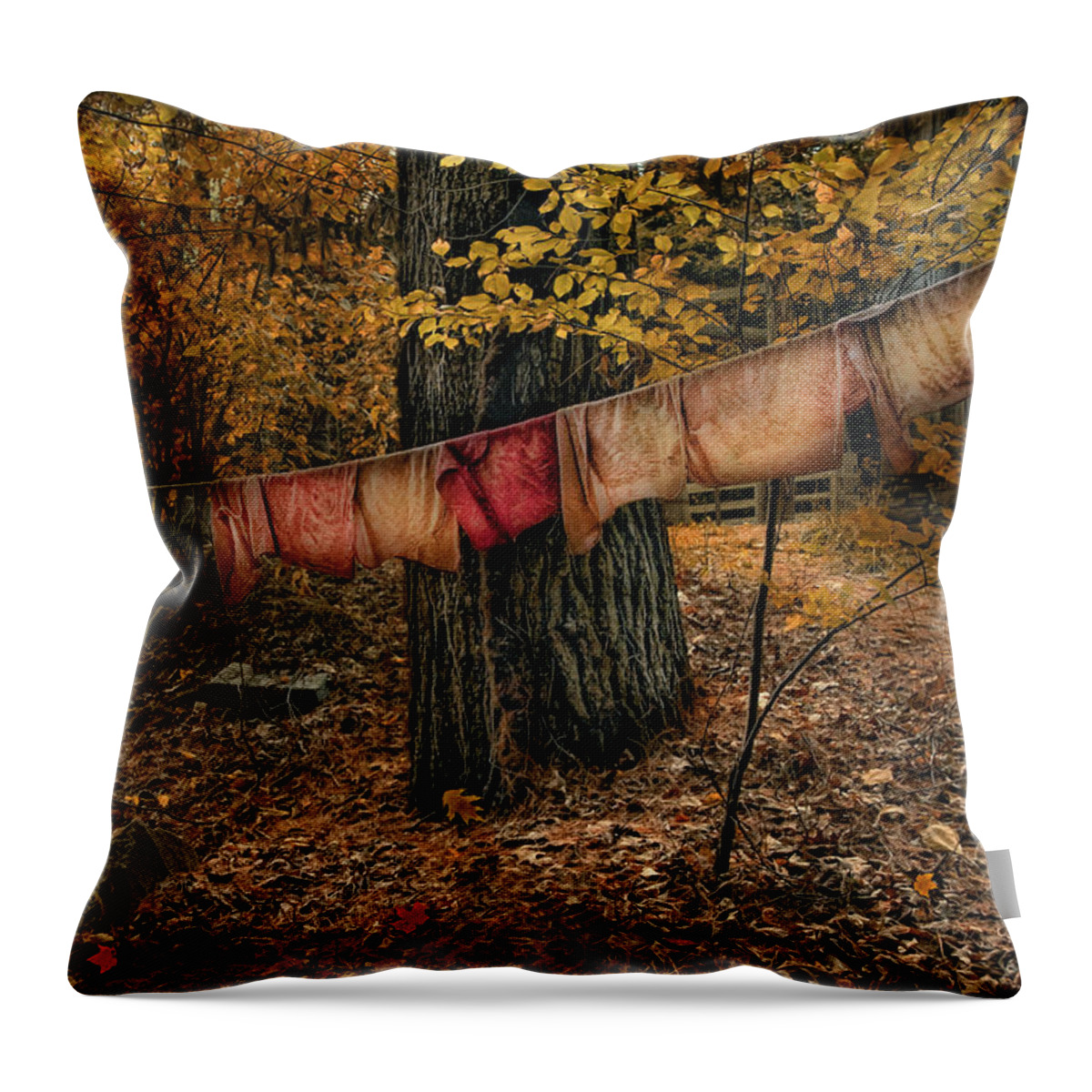 Autumn Throw Pillow featuring the photograph Autumn Linens by Robin-Lee Vieira