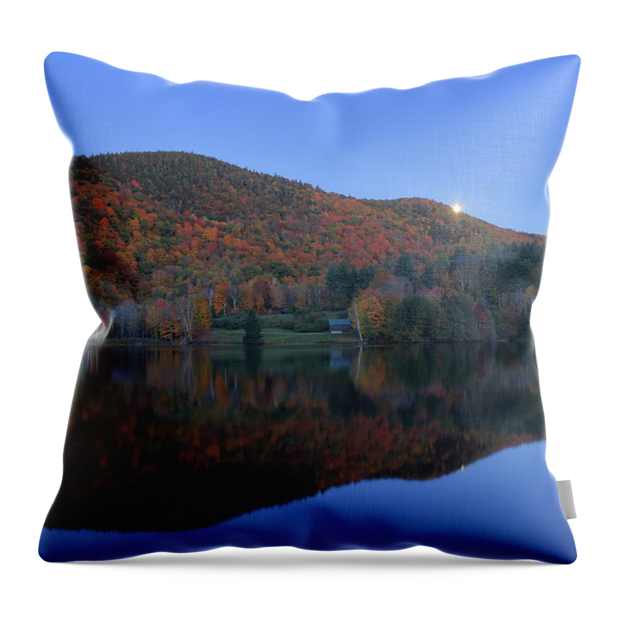 Vermont Throw Pillow featuring the photograph Autumn Moonrise in the Green Mountains by John Burk