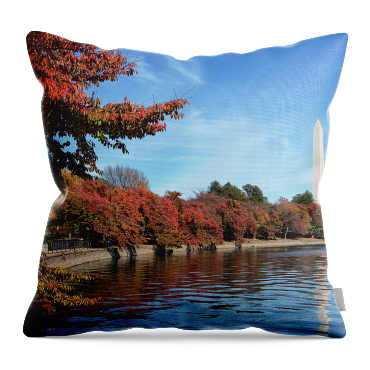 Autumn Throw Pillow featuring the photograph Autumn on Tidal Basin by Jack Nevitt