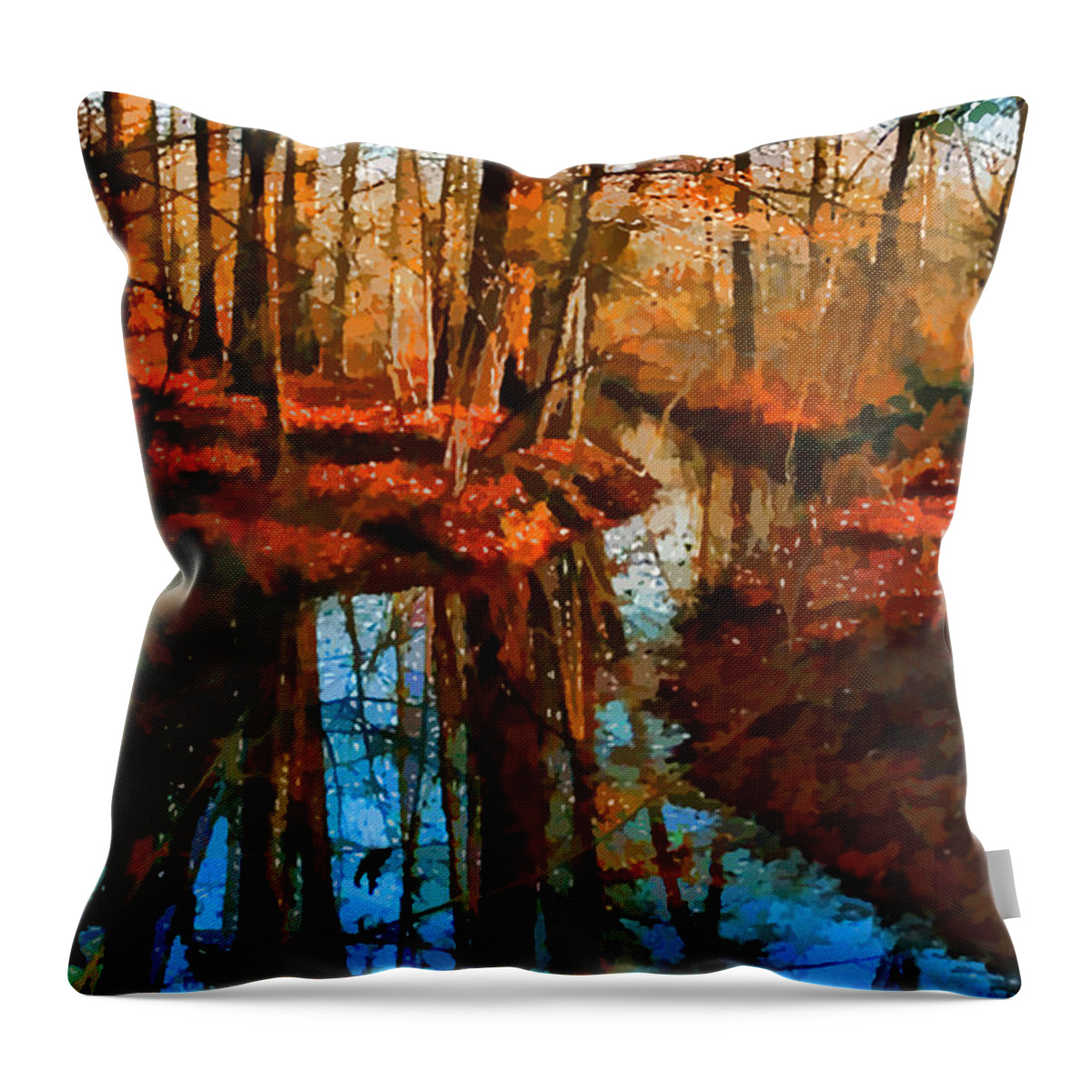 Autumn Throw Pillow featuring the digital art Autumn Reflection by Xine Segalas