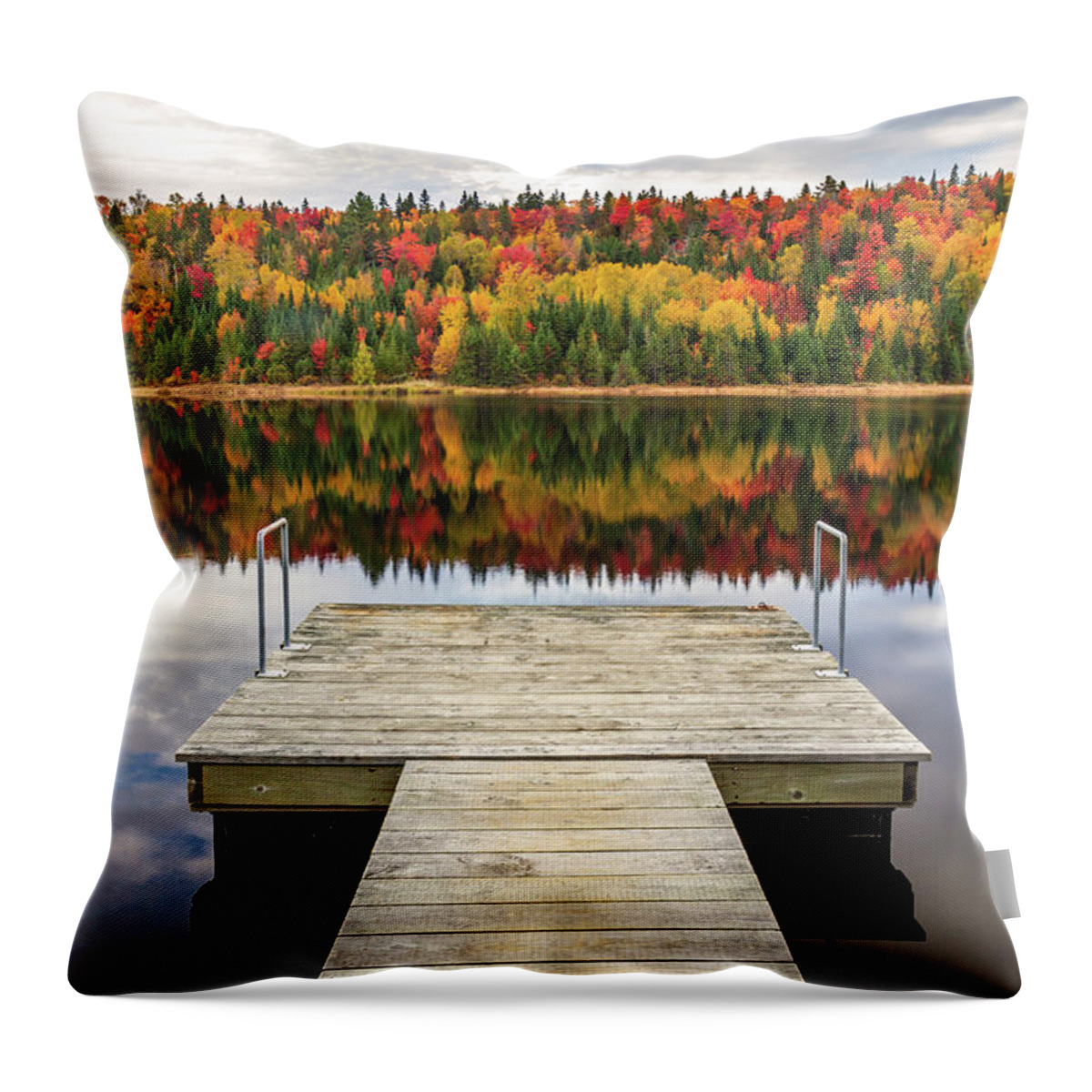 Autumn Throw Pillow featuring the photograph Autumn Reflection by Pierre Leclerc Photography