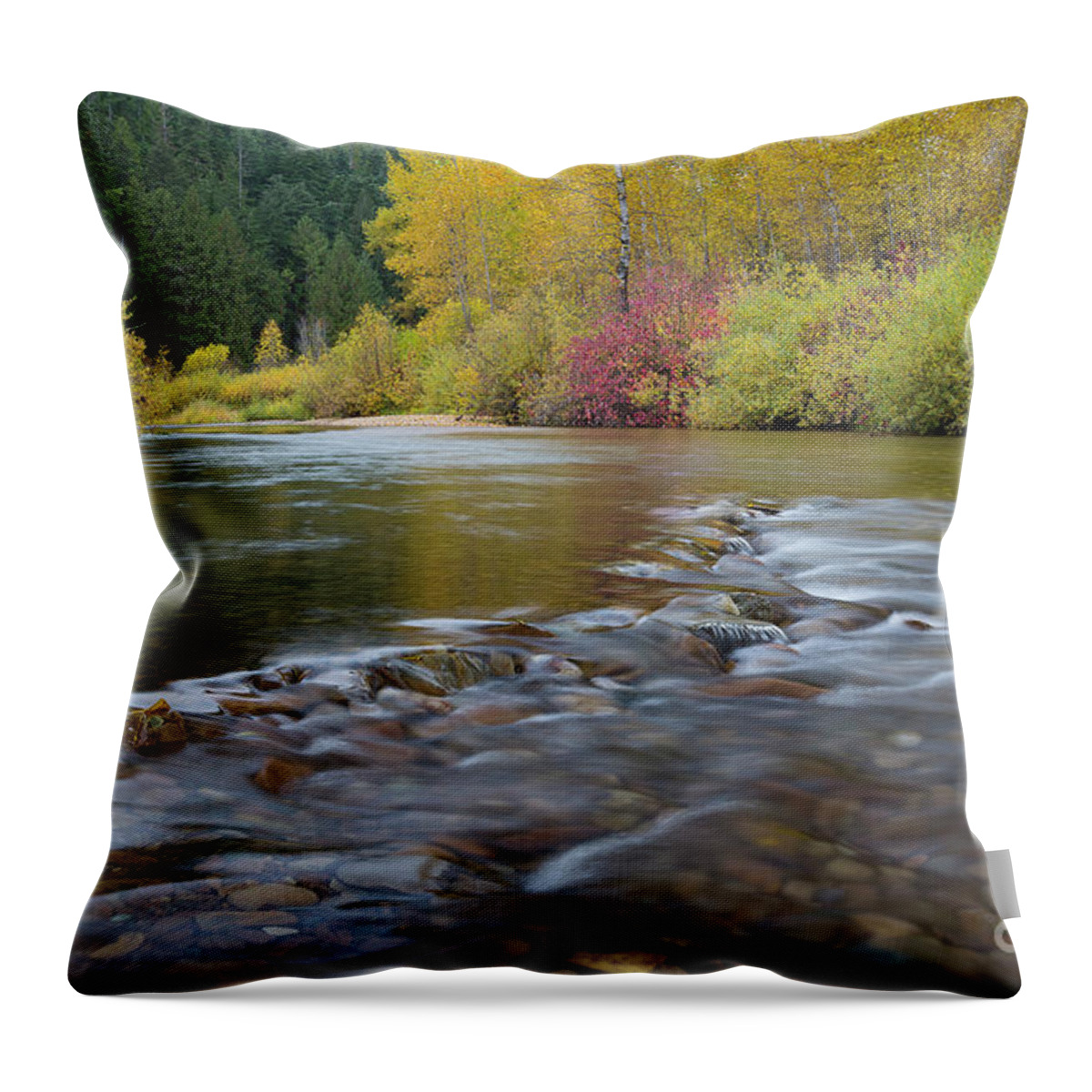 Coeur D' Alene River Throw Pillow featuring the photograph Autumn Ripples by Idaho Scenic Images Linda Lantzy