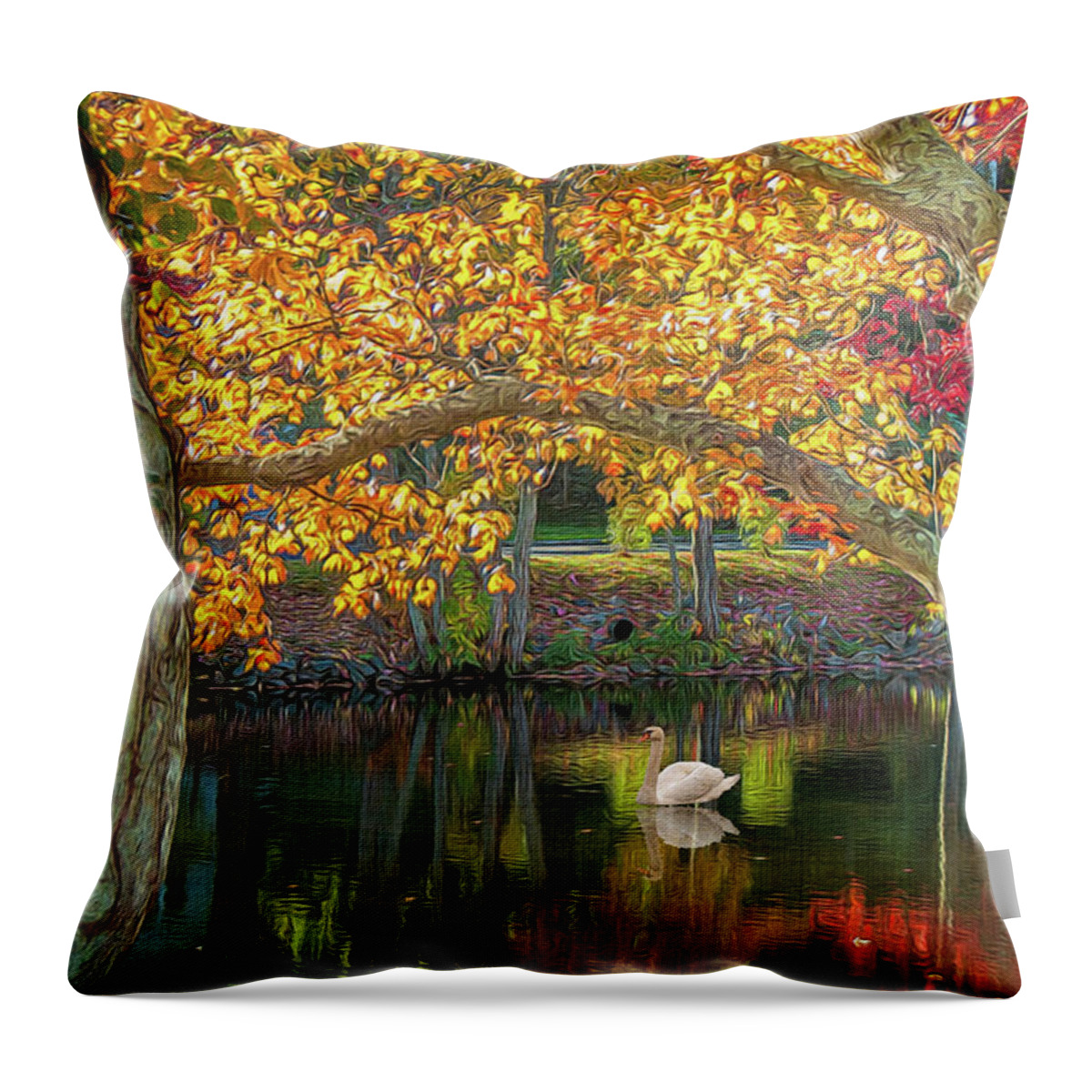 Autumn Throw Pillow featuring the photograph Autumn Serenity by Cathy Kovarik