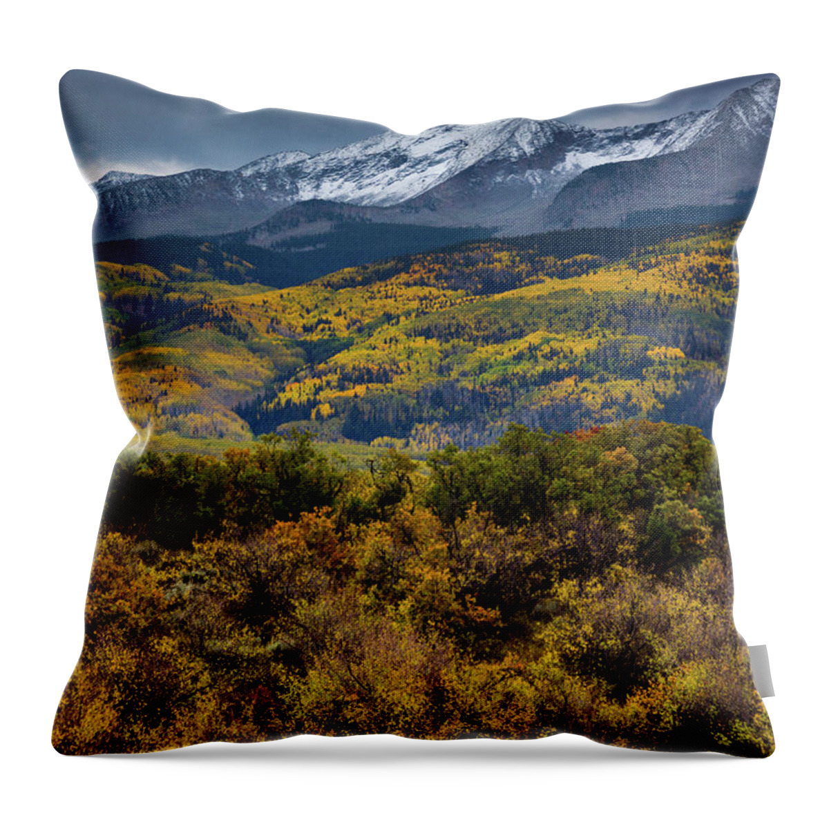 America Throw Pillow featuring the photograph Autumn Snow Clouds Over West Beckwith by John De Bord