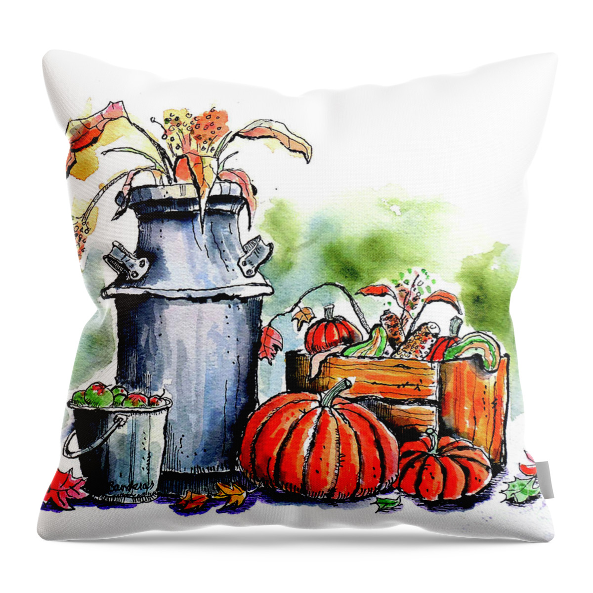 Autumn Throw Pillow featuring the painting Autumn Still Life 1 by Terry Banderas