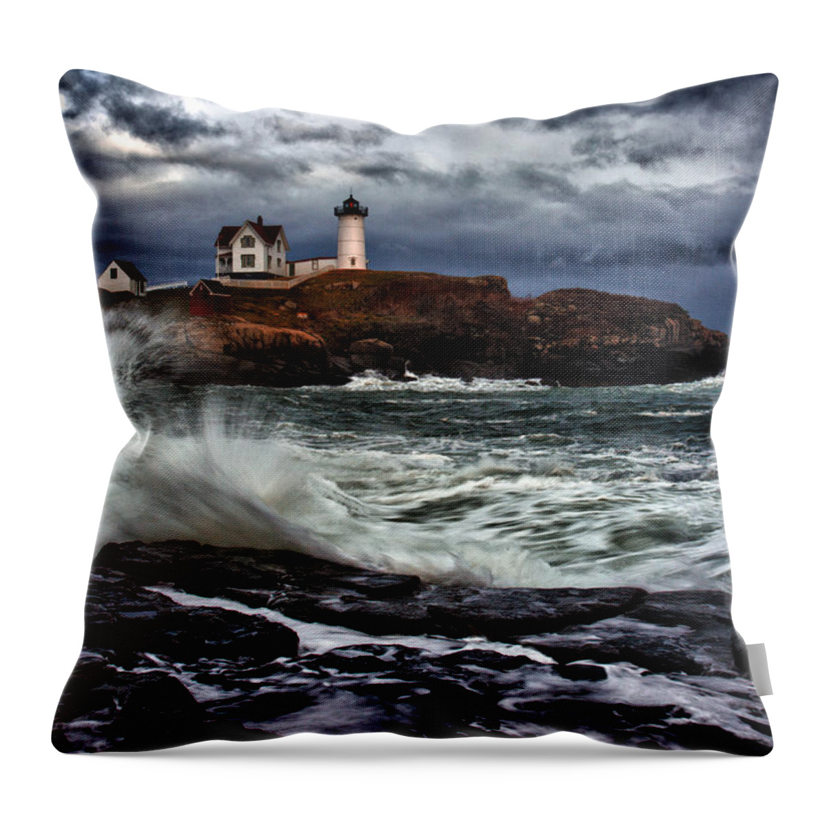 Maine Throw Pillow featuring the photograph Autumn Storm at Cape Neddick by Rick Berk