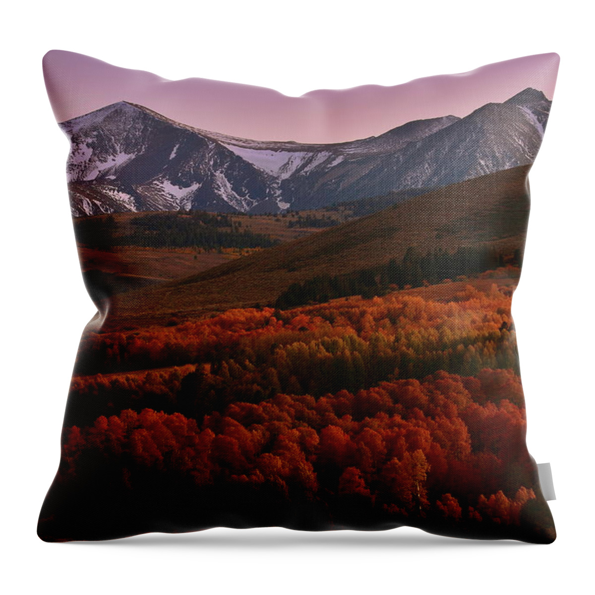 Fall Throw Pillow featuring the photograph Autumn sunset at Conway Summit in the Eastern Sierras by Jetson Nguyen