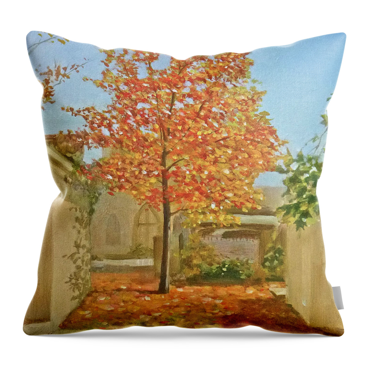 Fall Throw Pillow featuring the painting Autumn Tree by Ellen Paull
