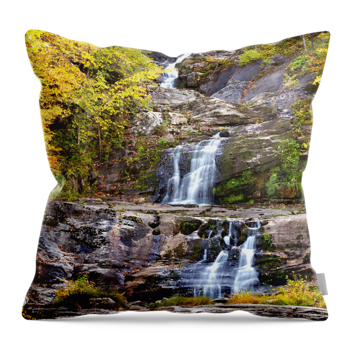 Waterfall Throw Pillow featuring the photograph Autumn Waterfall by Brian Caldwell
