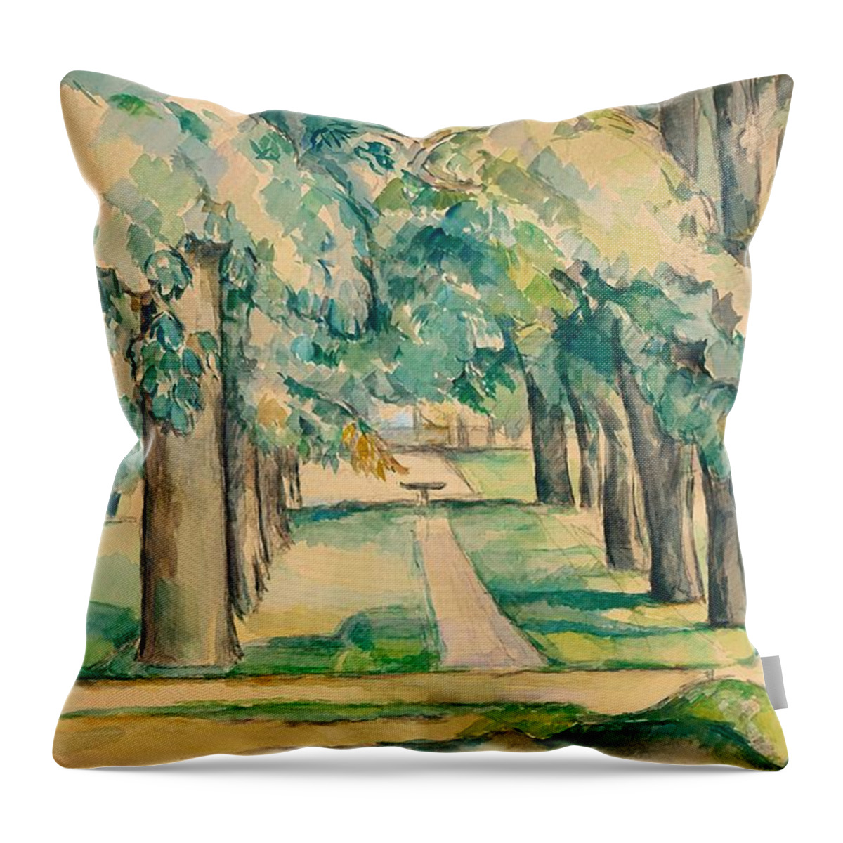 Painting Throw Pillow featuring the painting Avenue of Chestnut Trees at the Jas de Bouffan by Mountain Dreams