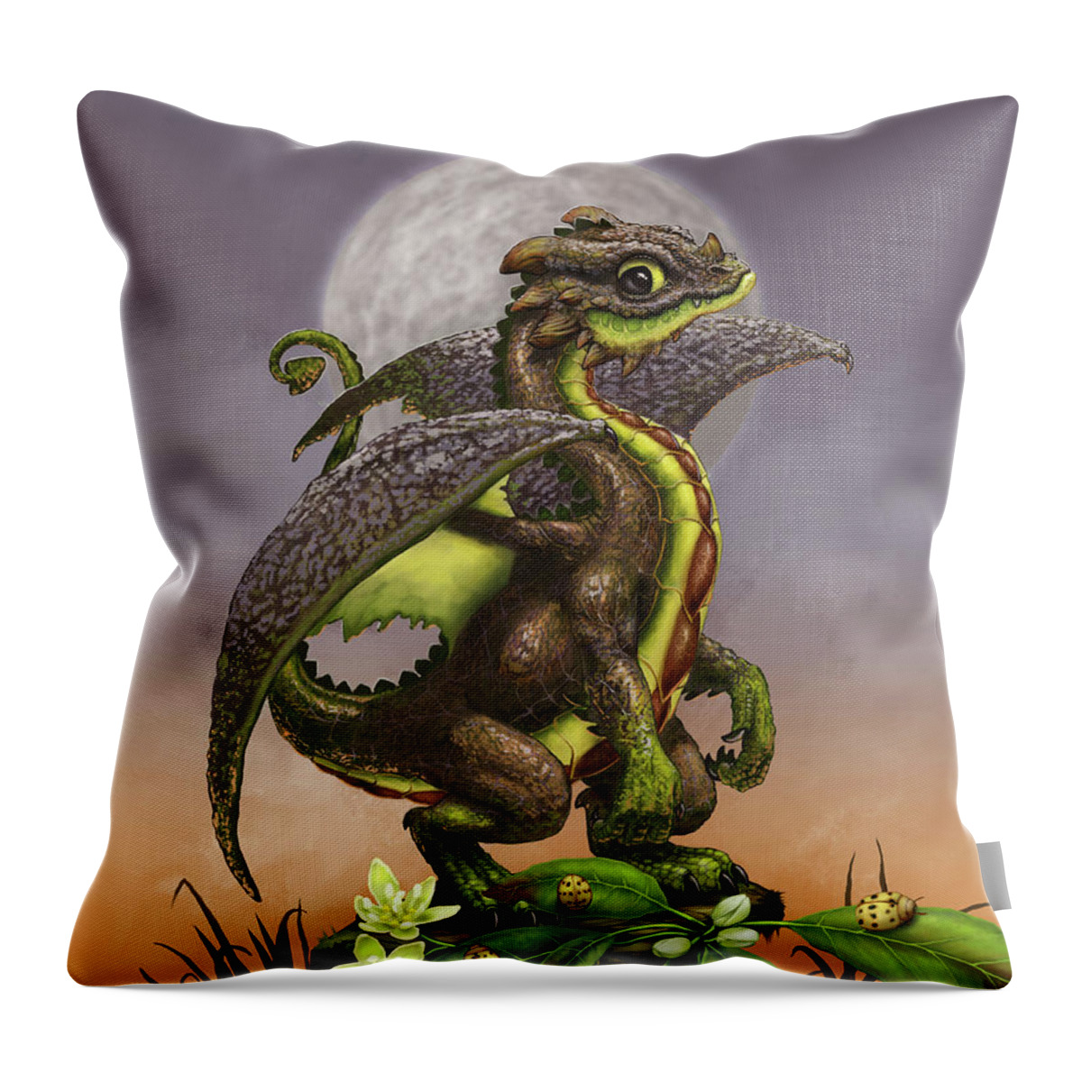 Avocado Throw Pillow featuring the digital art Avocado Dragon by Stanley Morrison