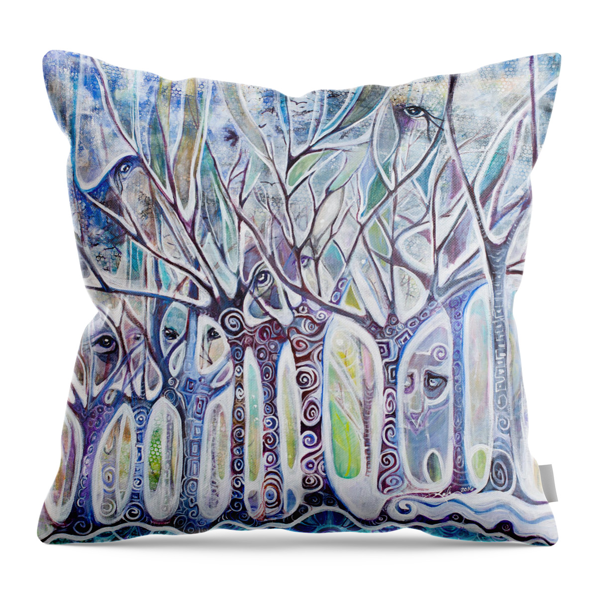 Abstract Throw Pillow featuring the painting Awareness by Leela Payne