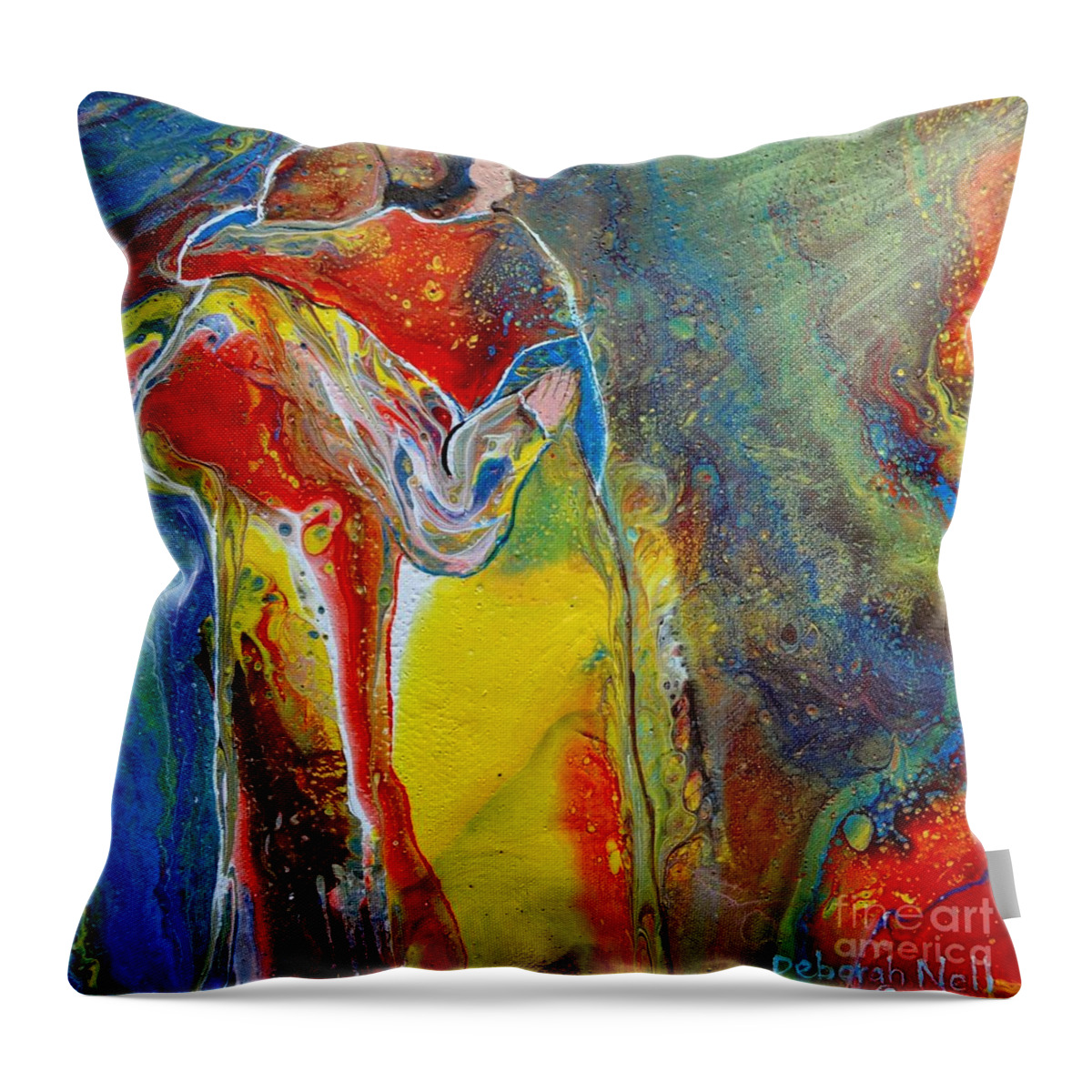 Fluid Art Throw Pillow featuring the painting Awesome God by Deborah Nell
