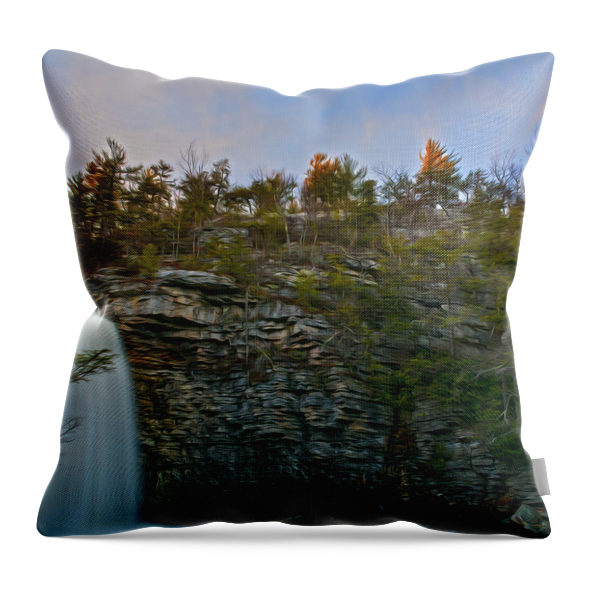 Abstract Throw Pillow featuring the photograph Awosting Falls in Abstract by Angelo Marcialis
