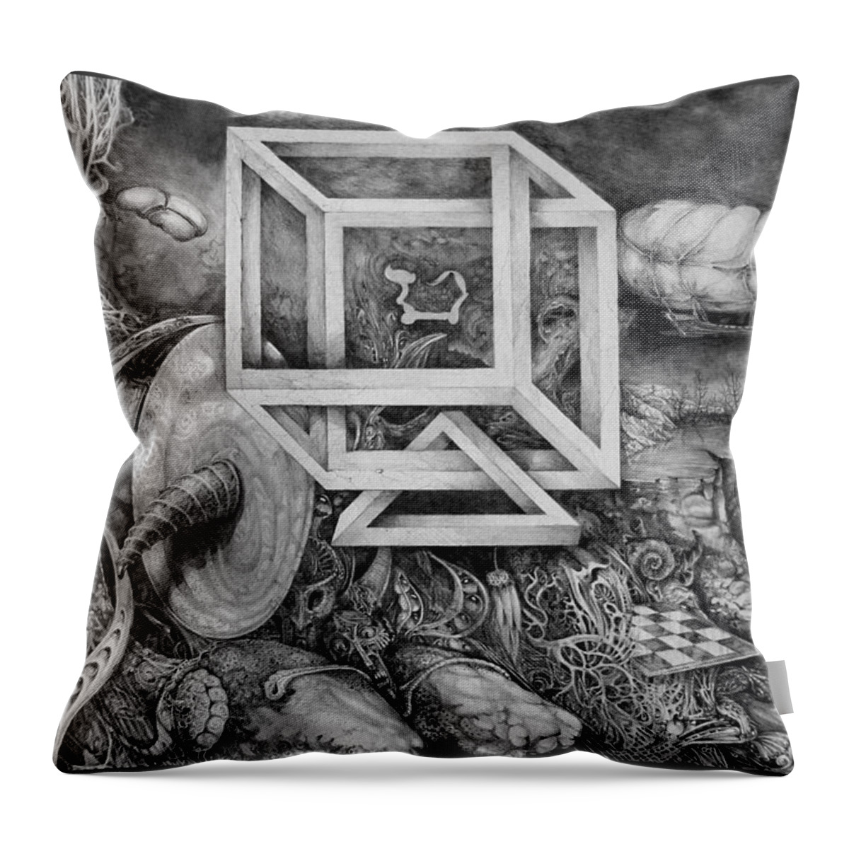 Drawing Throw Pillow featuring the drawing Axis Mundi by Otto Rapp