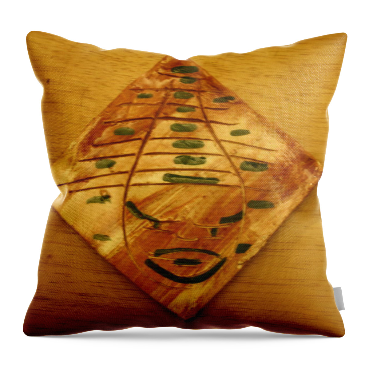 Jesus Throw Pillow featuring the ceramic art Ayo - tile by Gloria Ssali