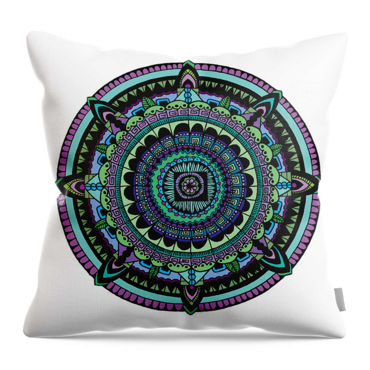 Mandala Throw Pillow featuring the digital art Azteca by Elizabeth Davis
