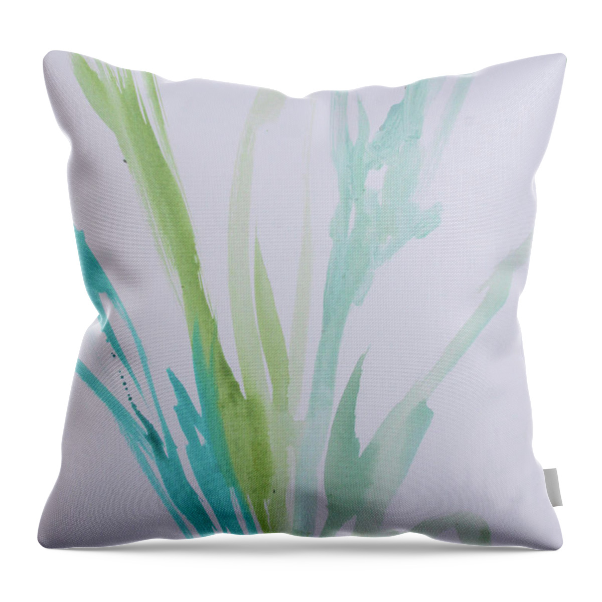 Azul Verdoso Throw Pillow featuring the painting Azul Verdoso Bamboo Rain by Robin Pedrero