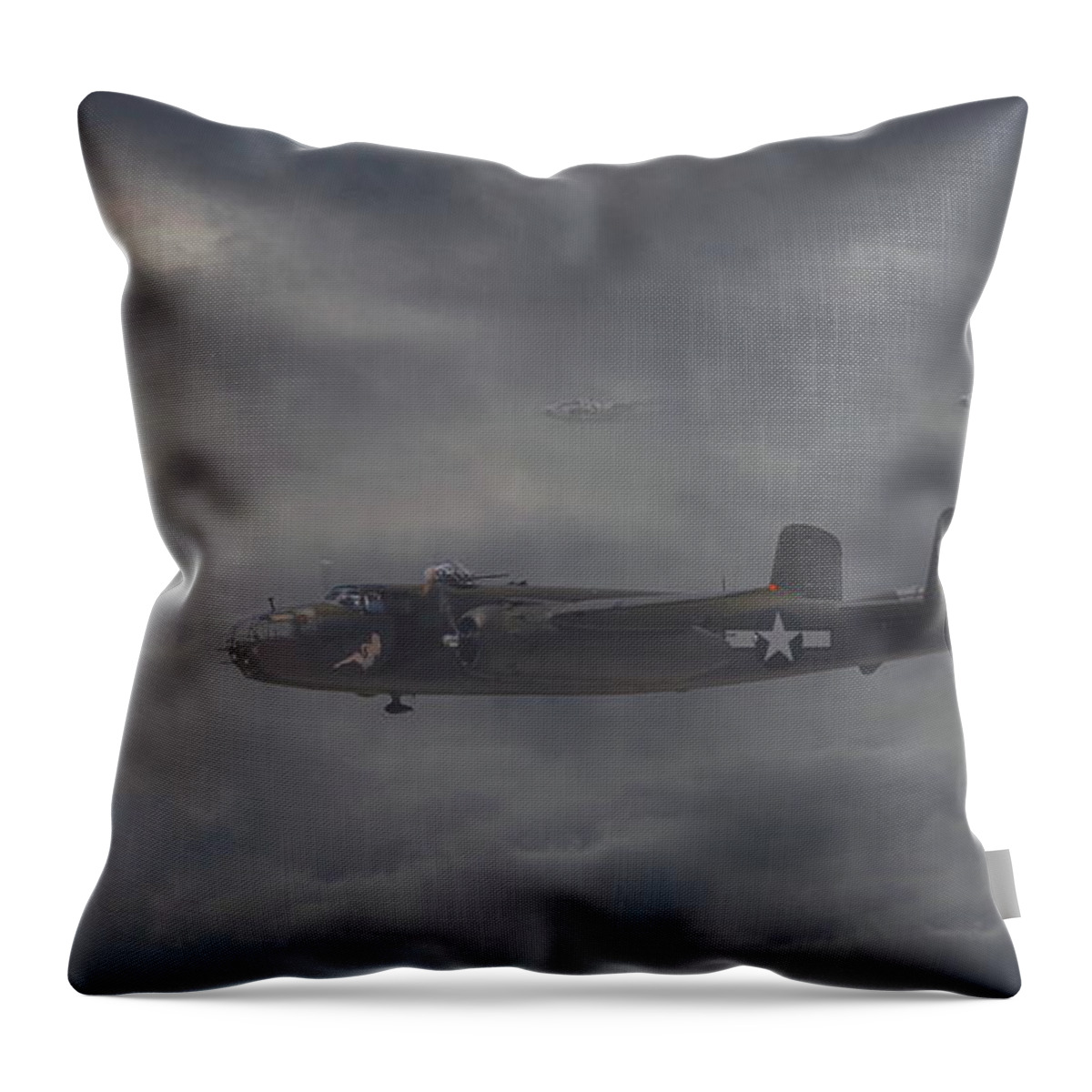 Aircraft Throw Pillow featuring the digital art B25 - 12th USAAF by Pat Speirs