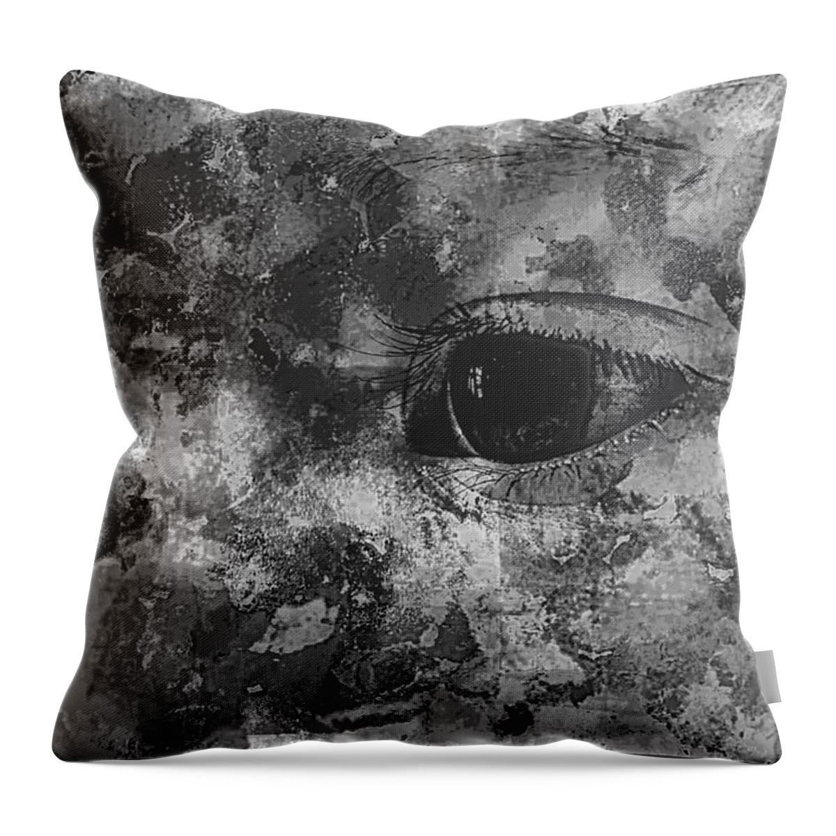 Baby Eyes Throw Pillow featuring the photograph Baby Eyes, Black and White by Jean Francois Gil