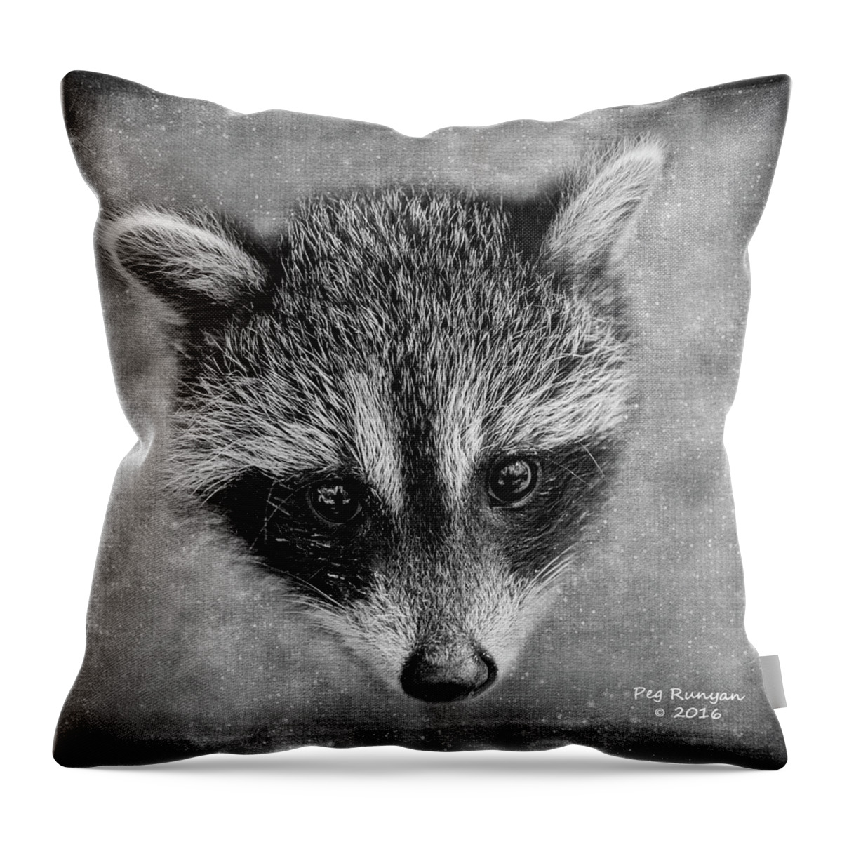 Raccoon Throw Pillow featuring the photograph Baby Face by Peg Runyan