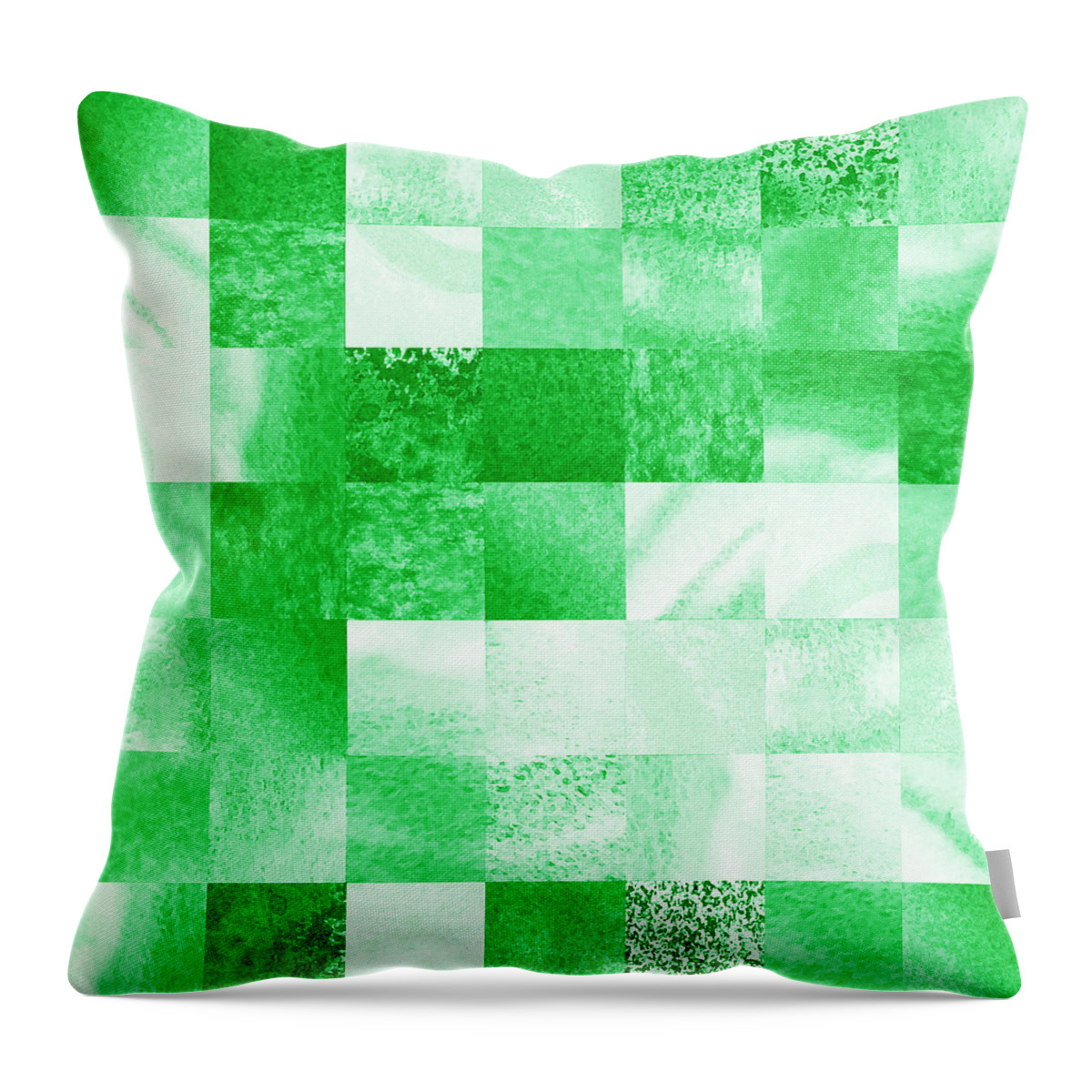 Green Throw Pillow featuring the painting Baby Green Marble Quilt III by Irina Sztukowski