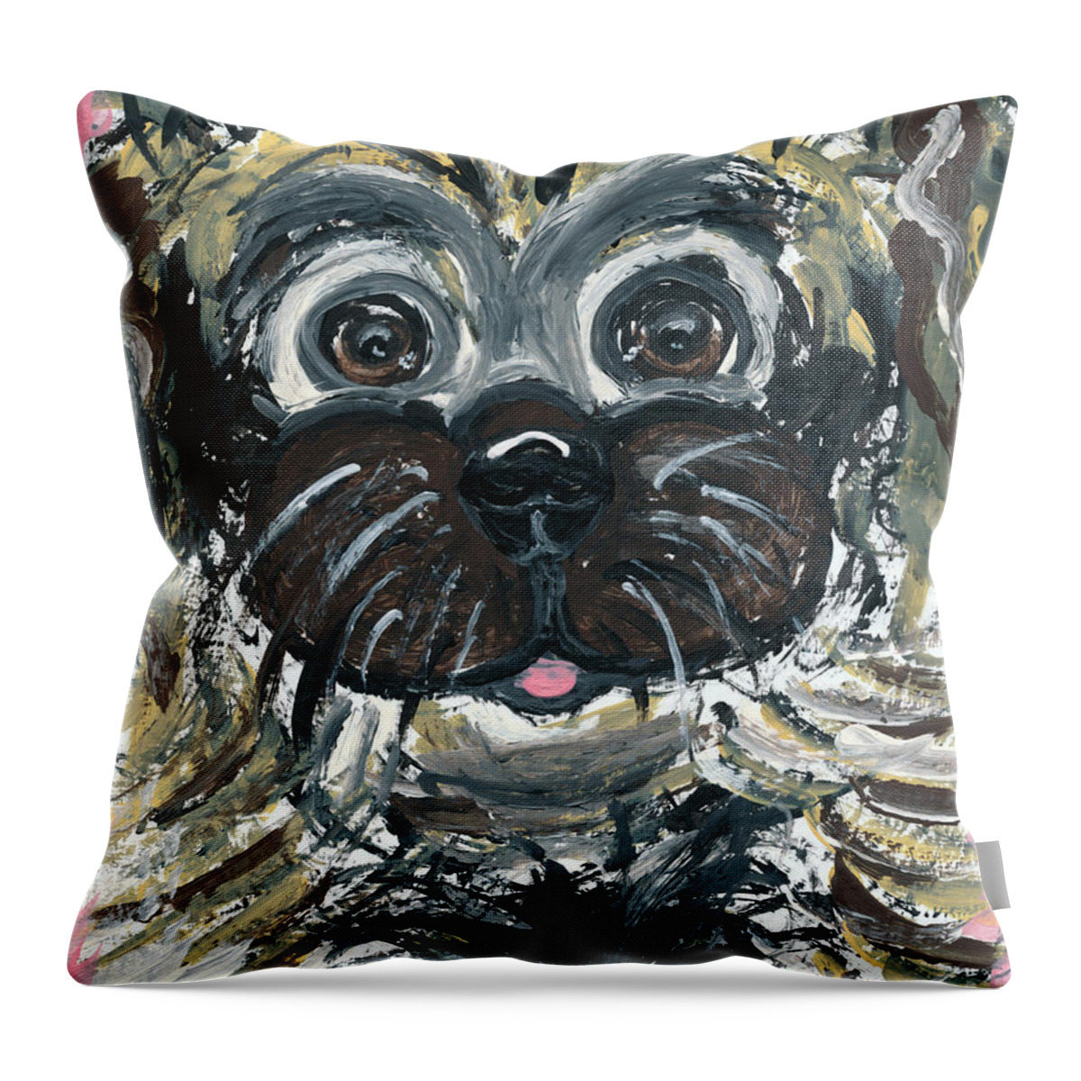 Pekingese Throw Pillow featuring the painting Baby Oh Baby by Ania M Milo