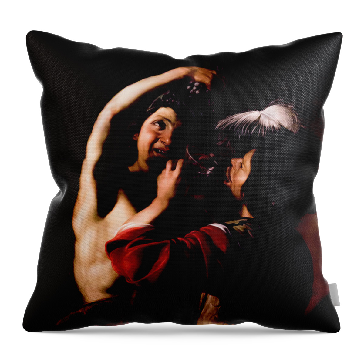 Bacchus And A Drinker Throw Pillow featuring the photograph Bacchus and a Drinker - Manfredi by Weston Westmoreland