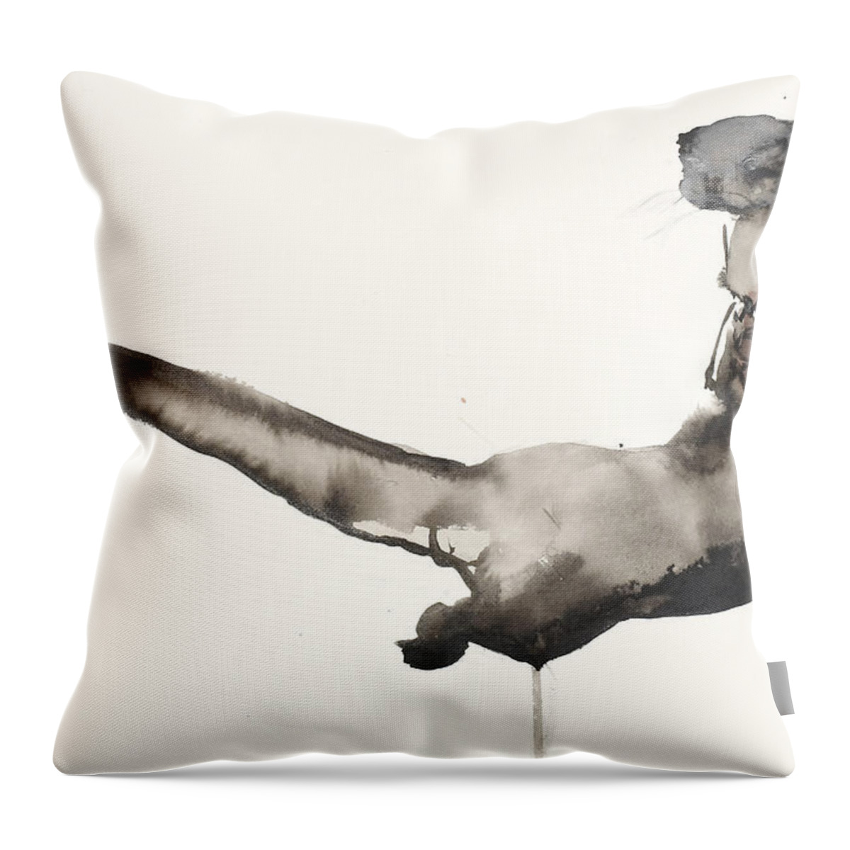 Otter Throw Pillow featuring the painting Back Awash  Otter by Mark Adlington