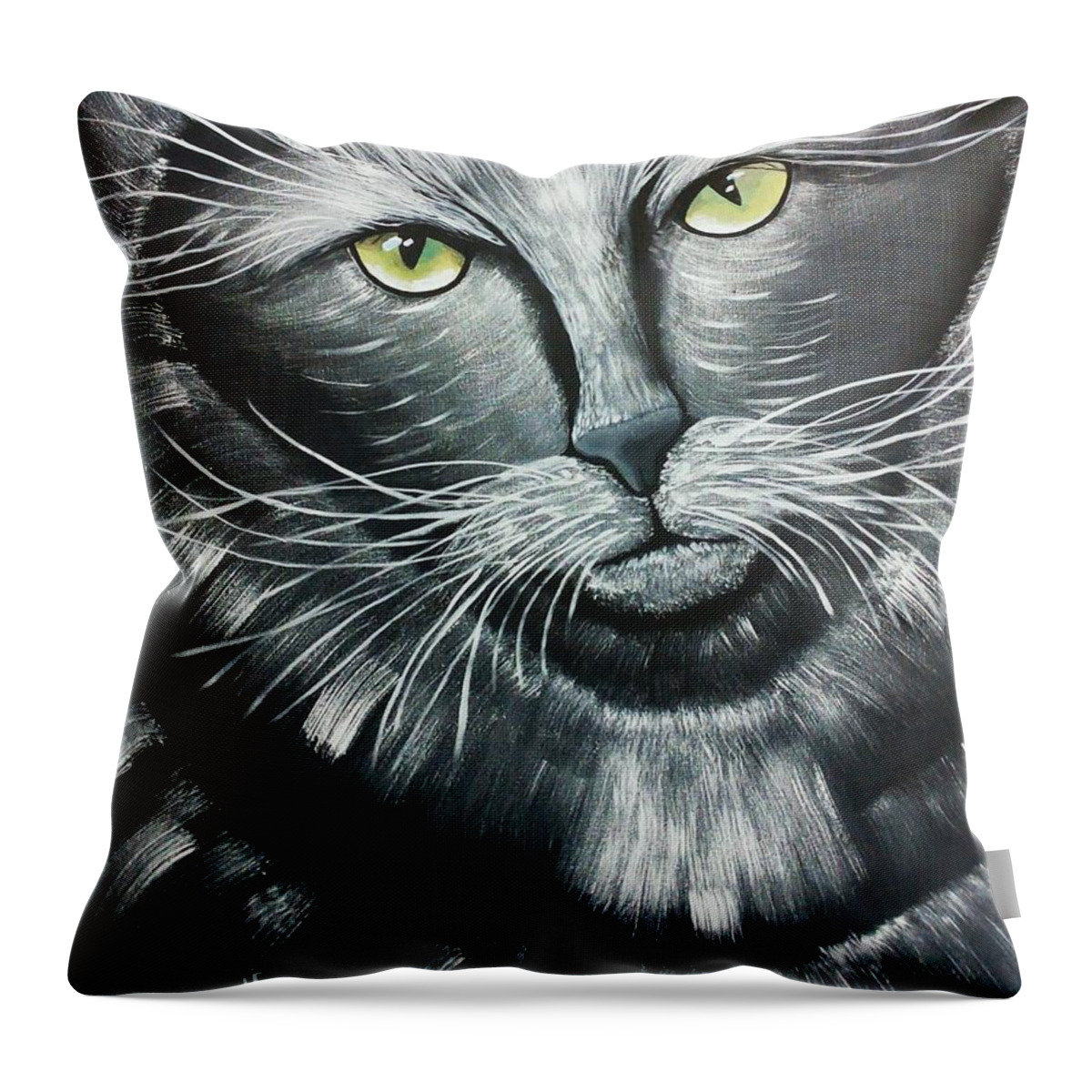 Ac Throw Pillow featuring the painting Cats by Edwin Alverio