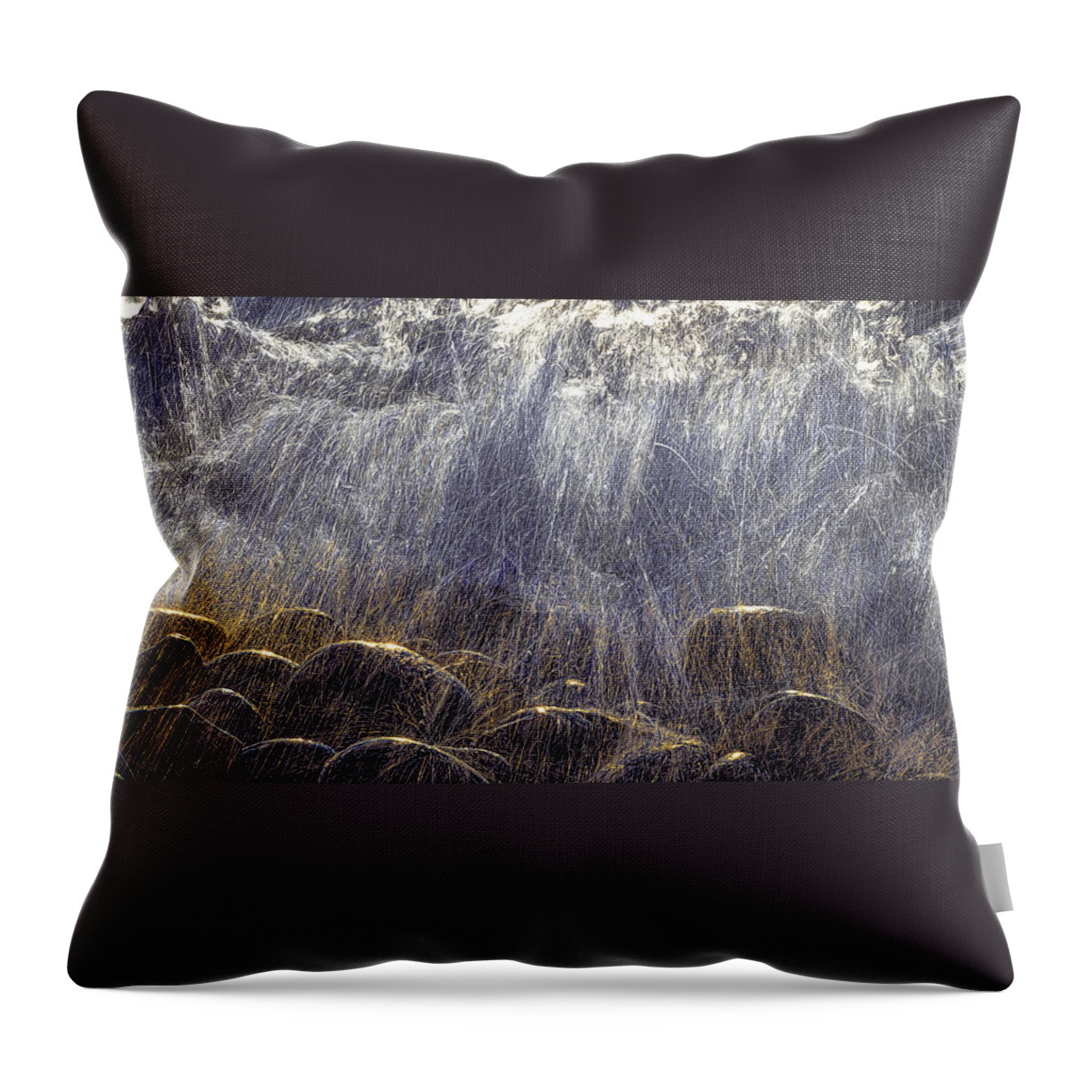 Backlit Cobbles And Surf Throw Pillow featuring the photograph Backlit Cobbles and Surf by Marty Saccone