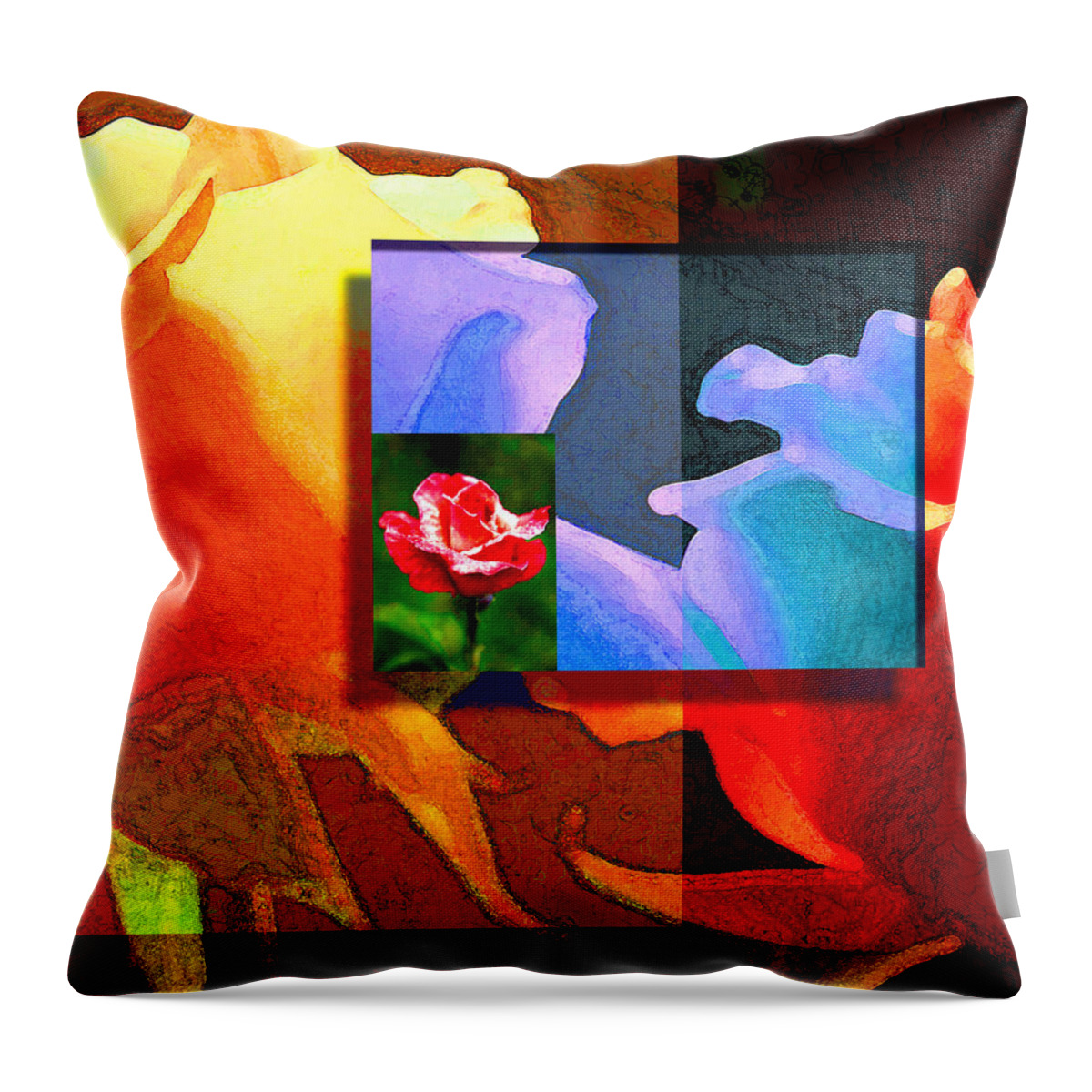 Modern Throw Pillow featuring the digital art Backlit Roses by Stephen Lucas