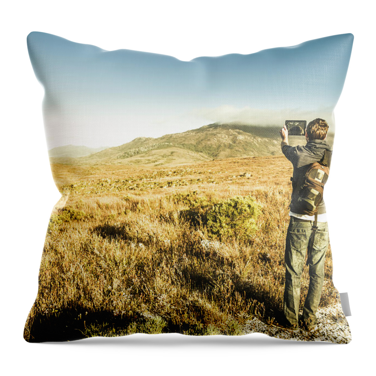 Tasmania Throw Pillow featuring the photograph Backpacking wonders by Jorgo Photography