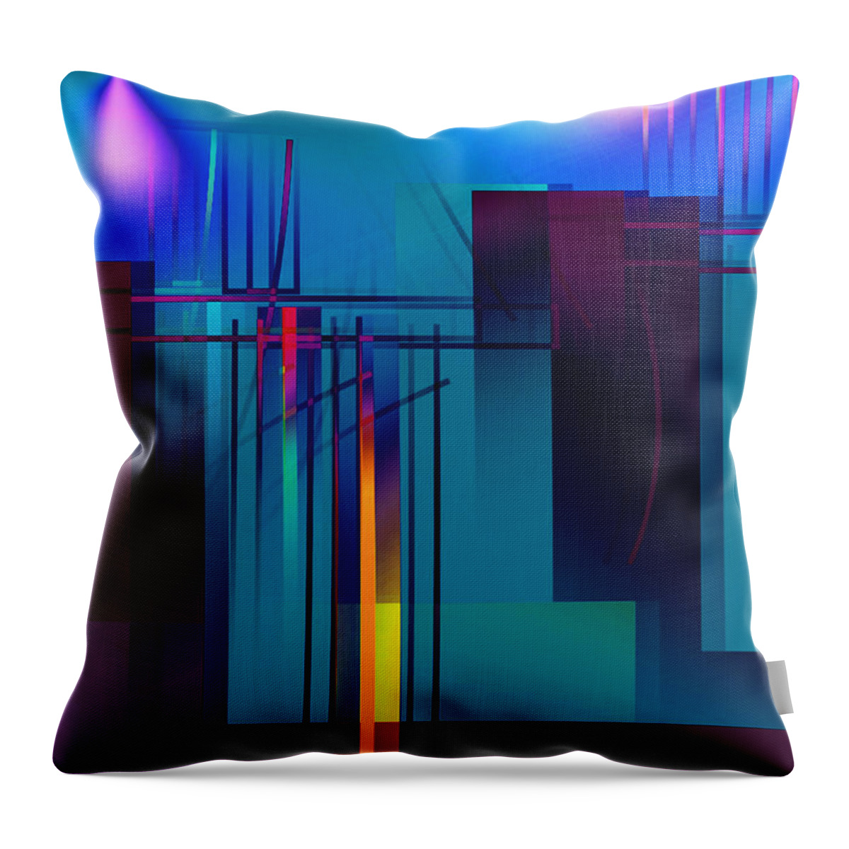 Abstract Throw Pillow featuring the digital art Backstage by John Krakora