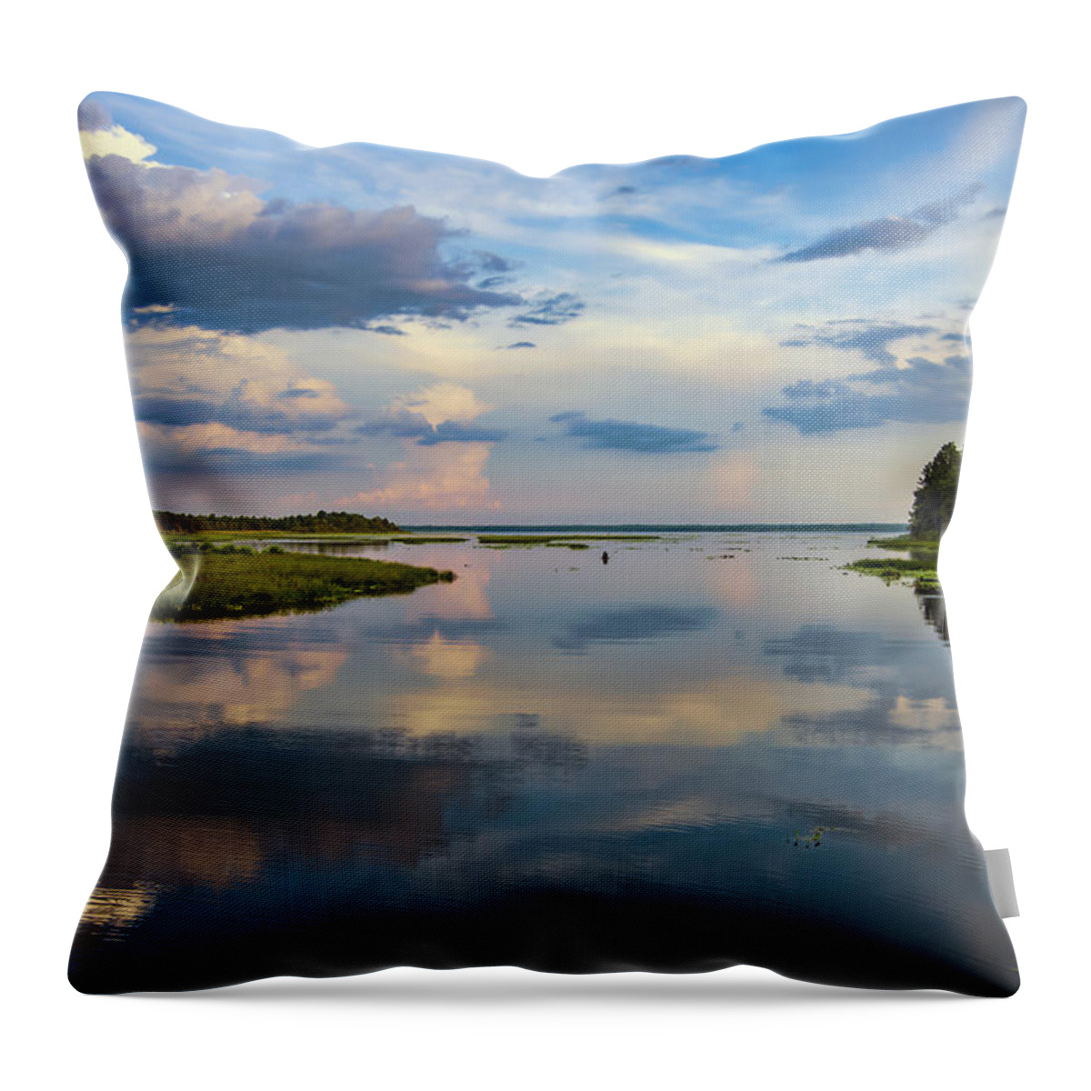 Backwater Throw Pillow featuring the photograph Backwater Sunset by Anthony Baatz