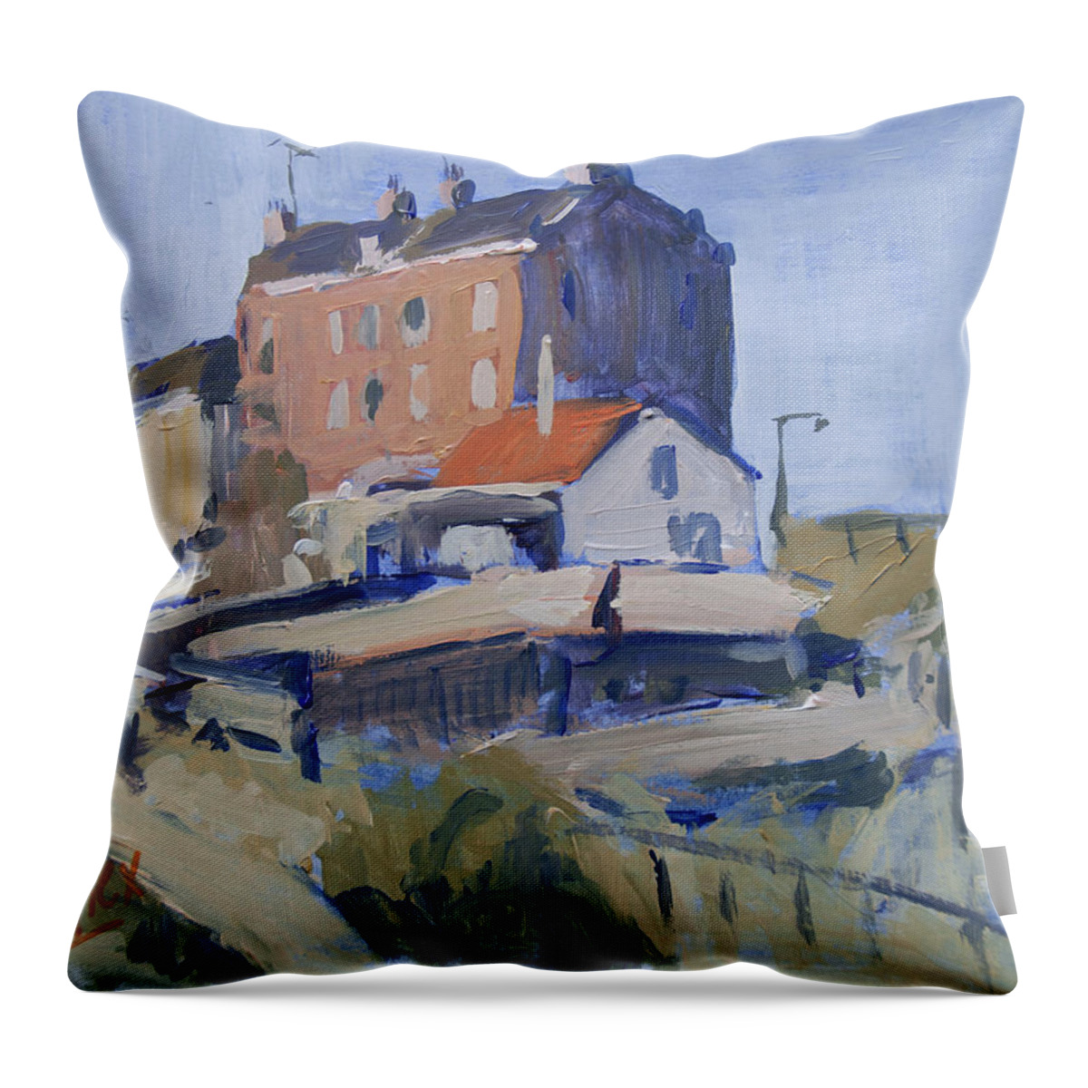 Backyard Throw Pillow featuring the painting Backyard Spaarndammerdijk by Nop Briex