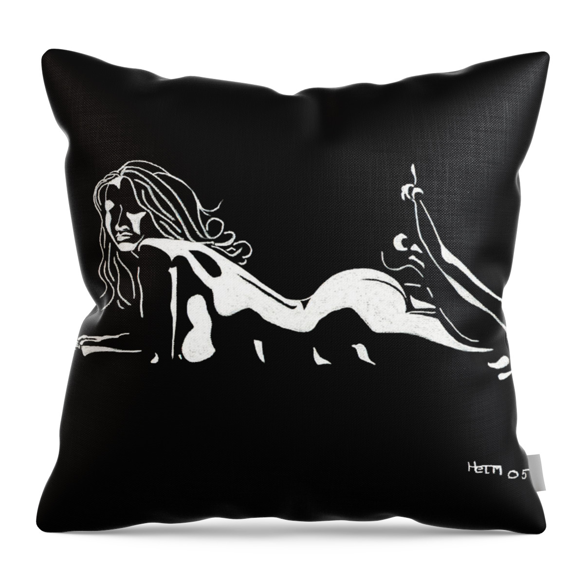 Sex Photographs Throw Pillow featuring the drawing Bad Girl by Mayhem Mediums