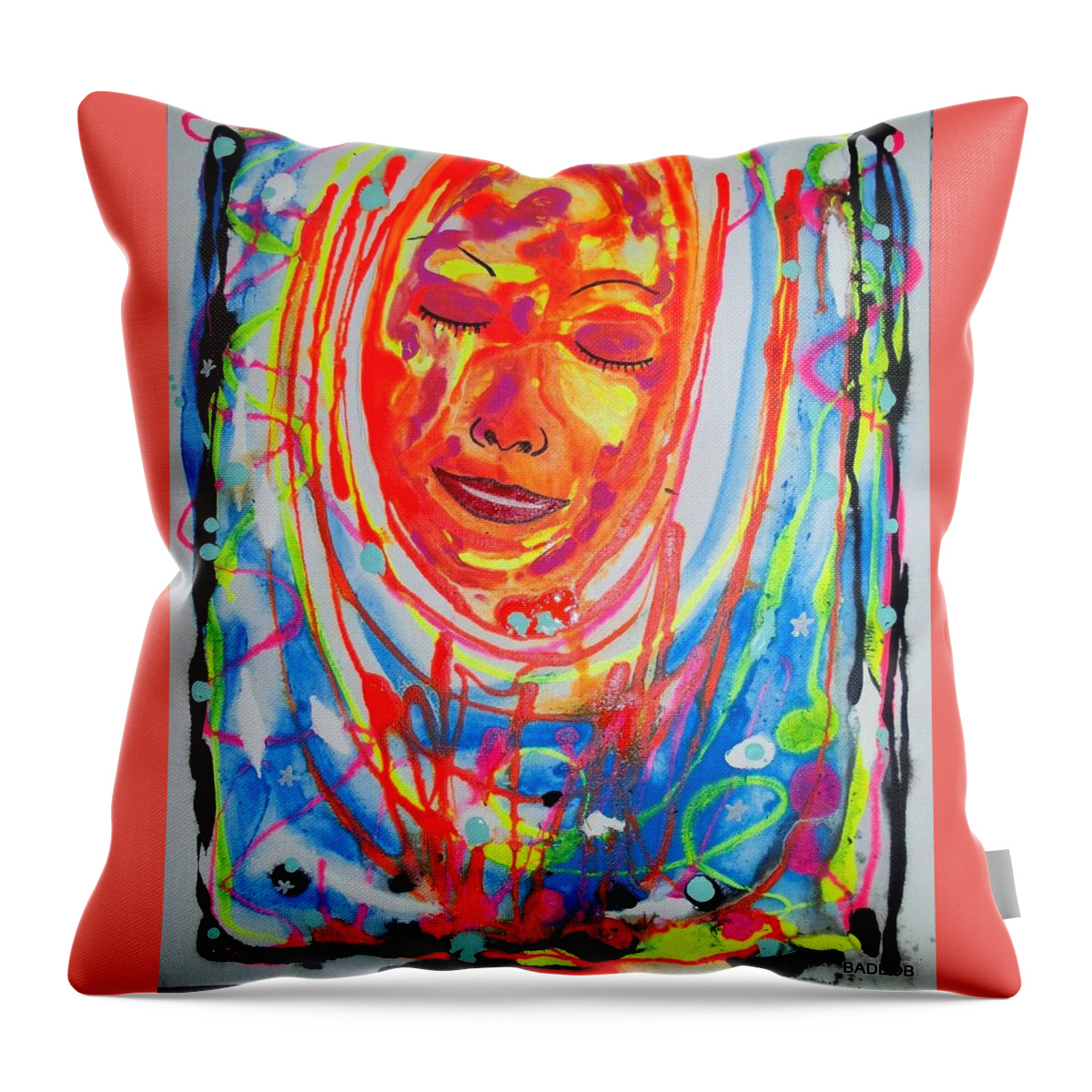 Dream Throw Pillow featuring the painting Baddreamgirl by Robert Francis