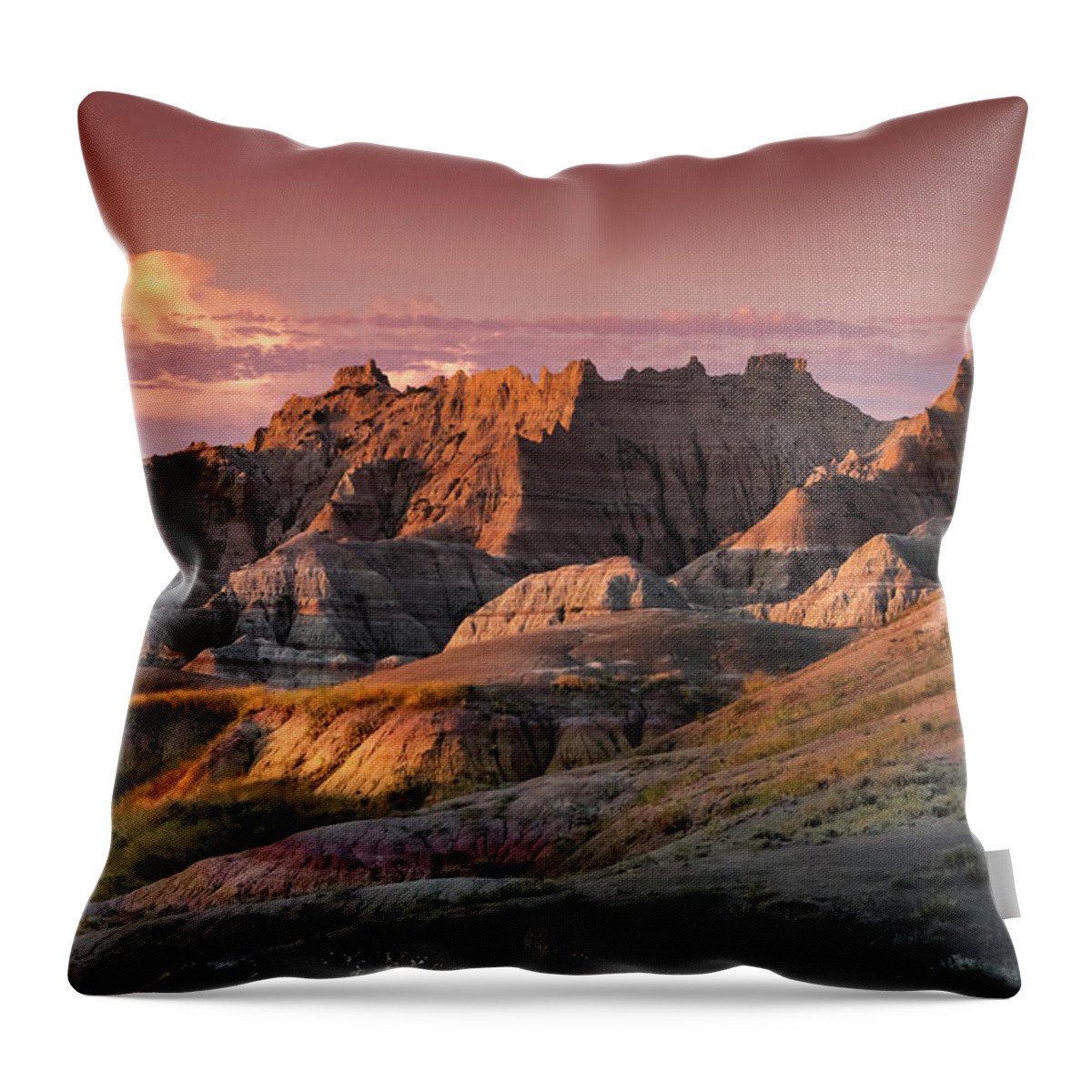 South Dakota Throw Pillow featuring the photograph Badlands Skyline by Susan Bandy