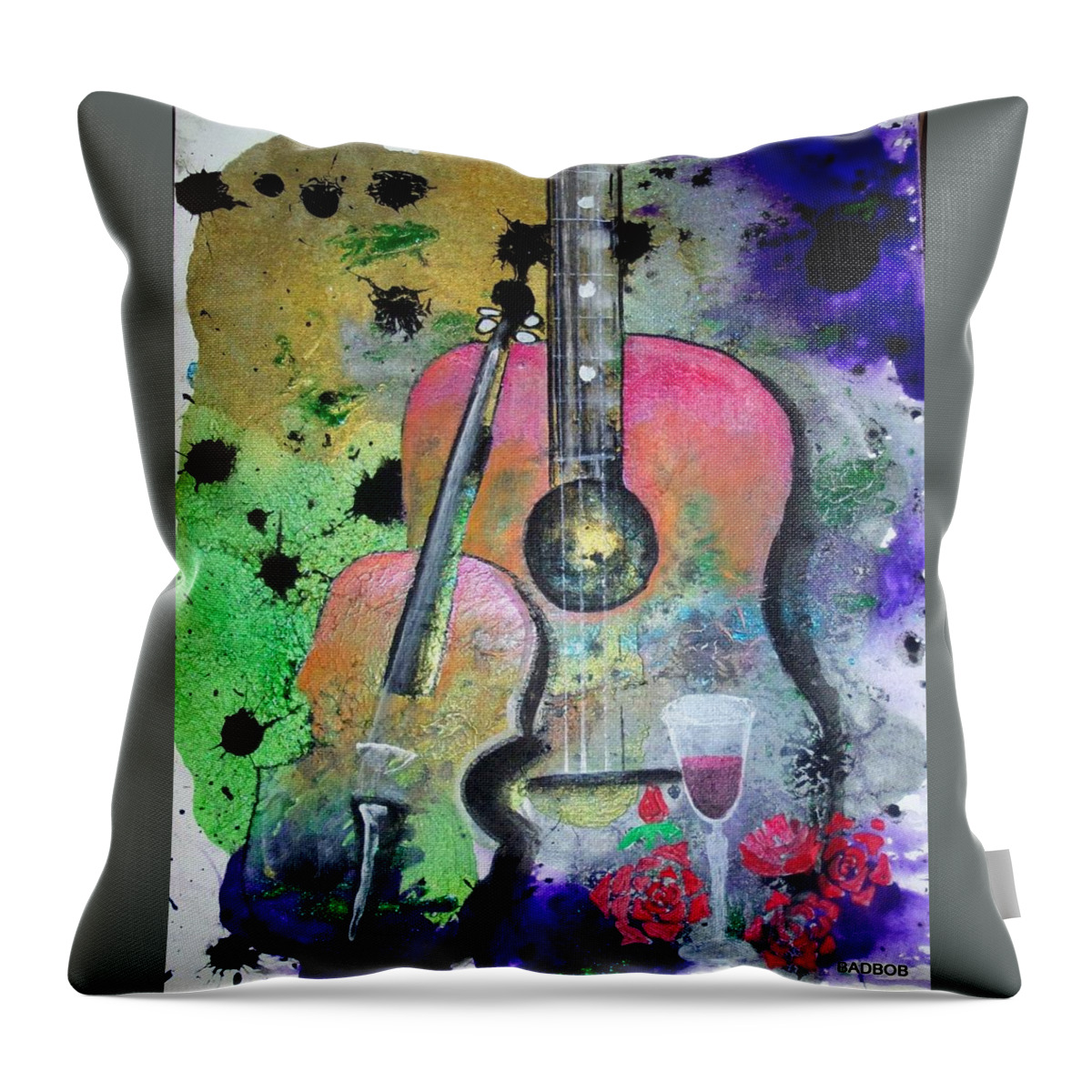 Music Throw Pillow featuring the painting Badmusic by Robert Francis