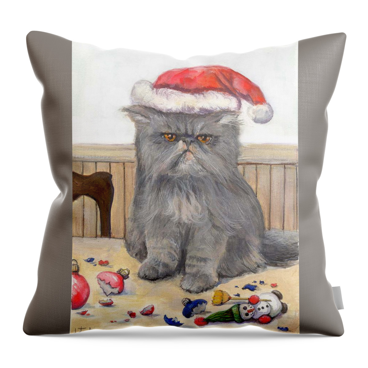 Nature Throw Pillow featuring the painting Bah Humbug by Donna Tucker