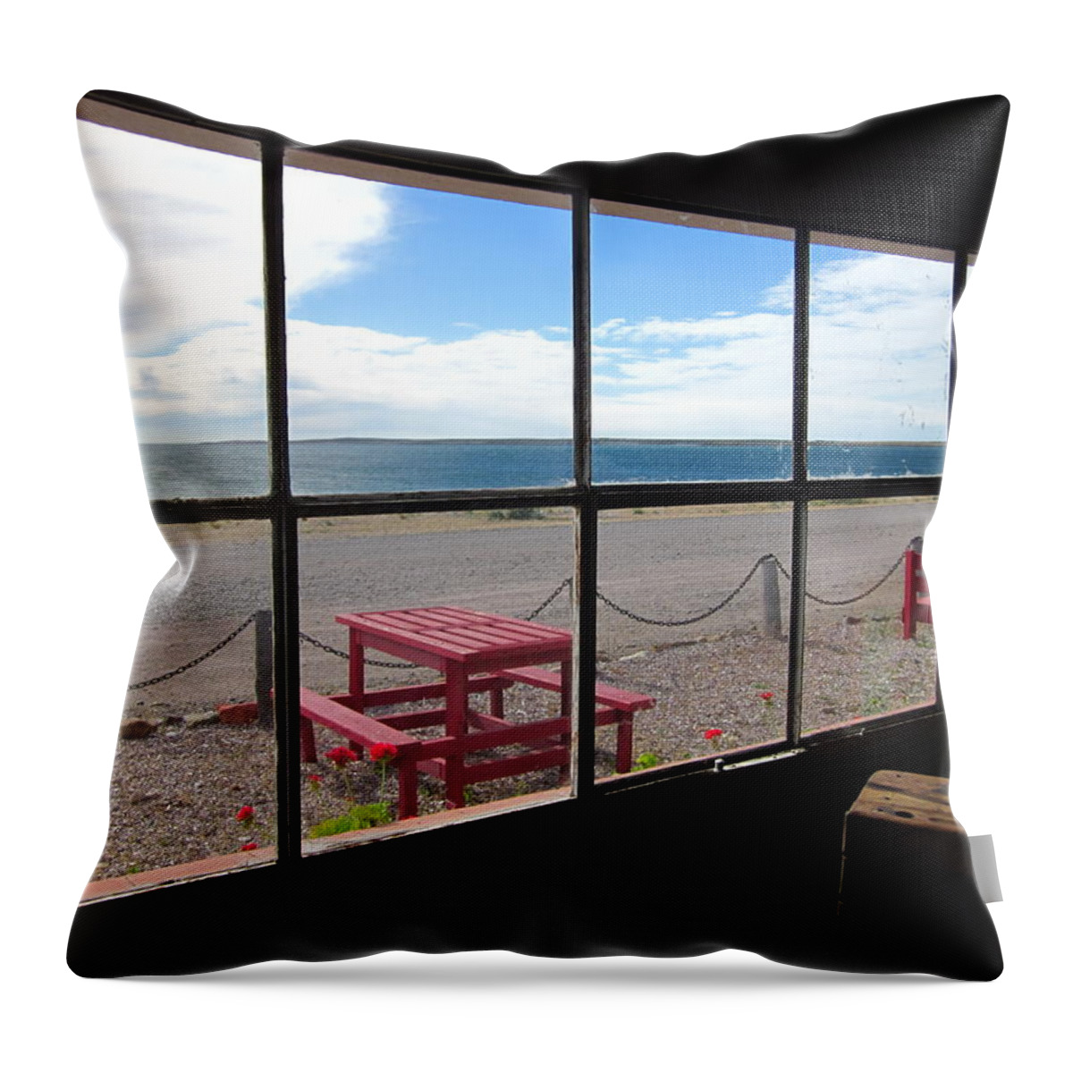 Bahia Bustamante Window Throw Pillow featuring the photograph Bahia Bustamante Window by Sandy Taylor