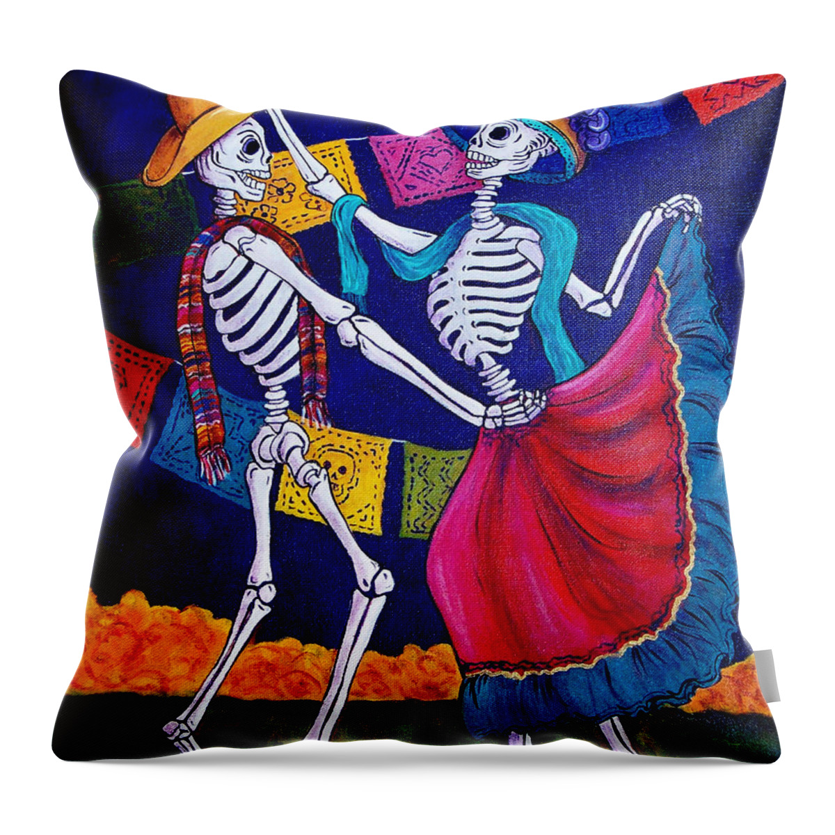 Dia De Los Muertos Throw Pillow featuring the painting Bailando by Candy Mayer