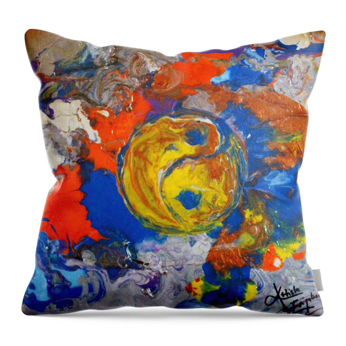 Sun Throw Pillow featuring the painting Balanced by Artista Elisabet