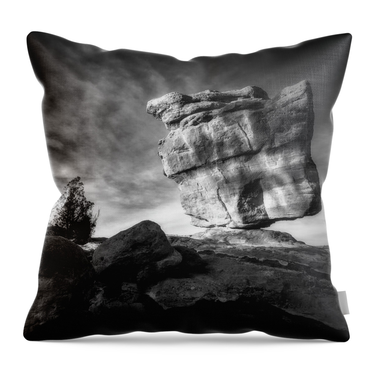 Colorado Throw Pillow featuring the photograph Balanced Rock Garden of the Gods by Bitter Buffalo Photography