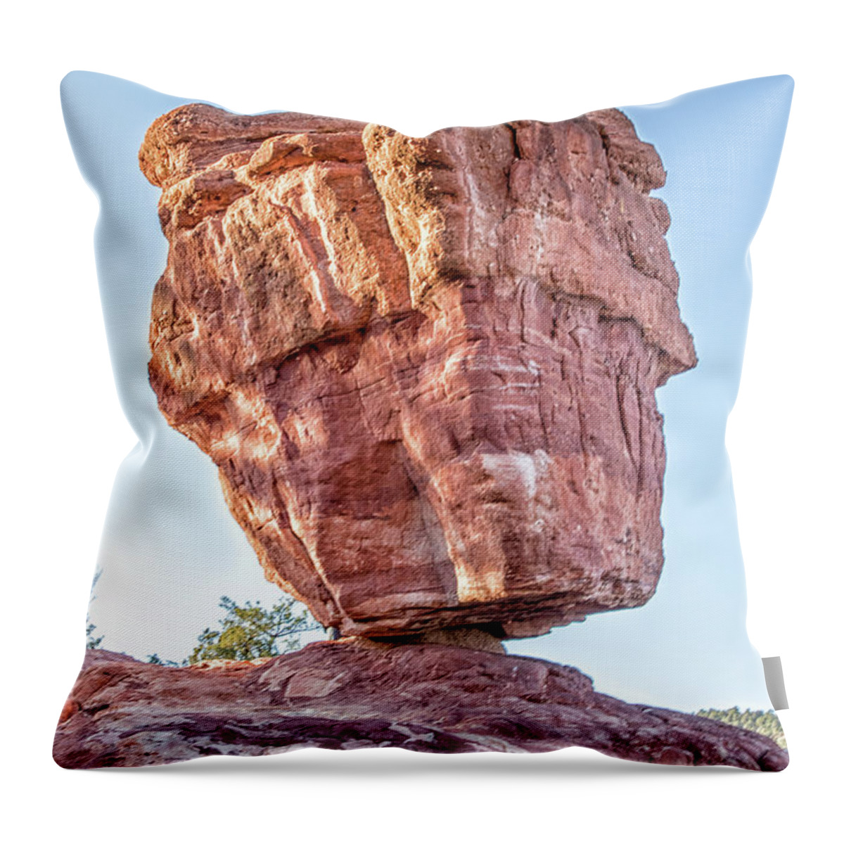 Balanced Rock Throw Pillow featuring the photograph Balanced Rock in Garden of the Gods, Colorado Springs by Peter Ciro