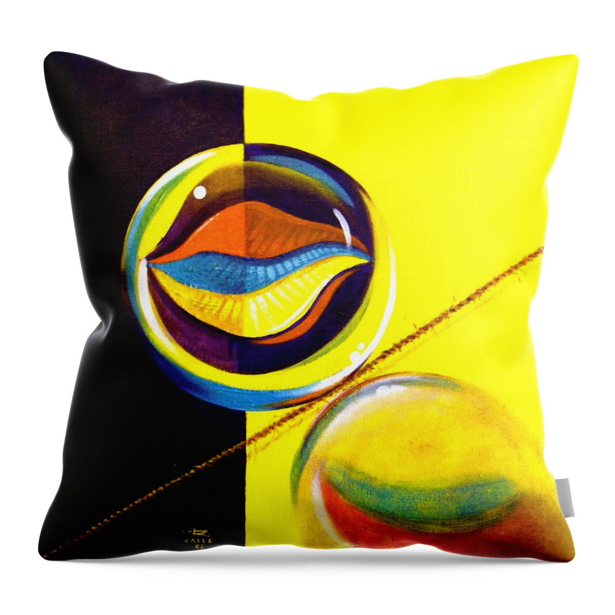 Surrealism Throw Pillow featuring the painting Balancing Act I by Roger Calle
