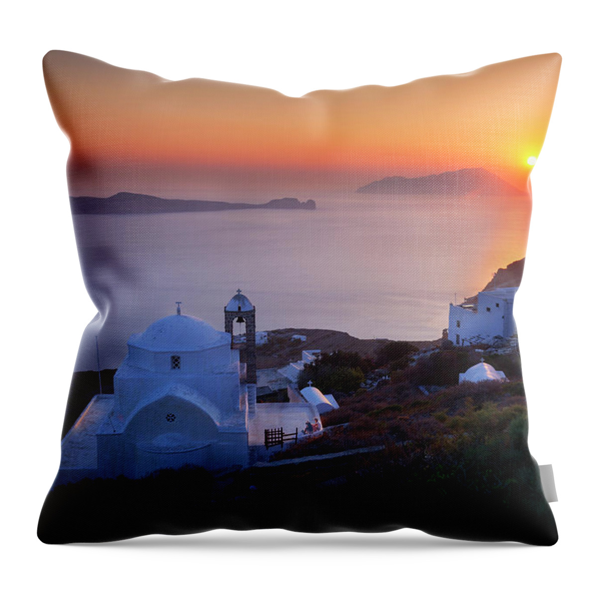 Greece Throw Pillow featuring the photograph Balcony over infinity by Dominique Dubied