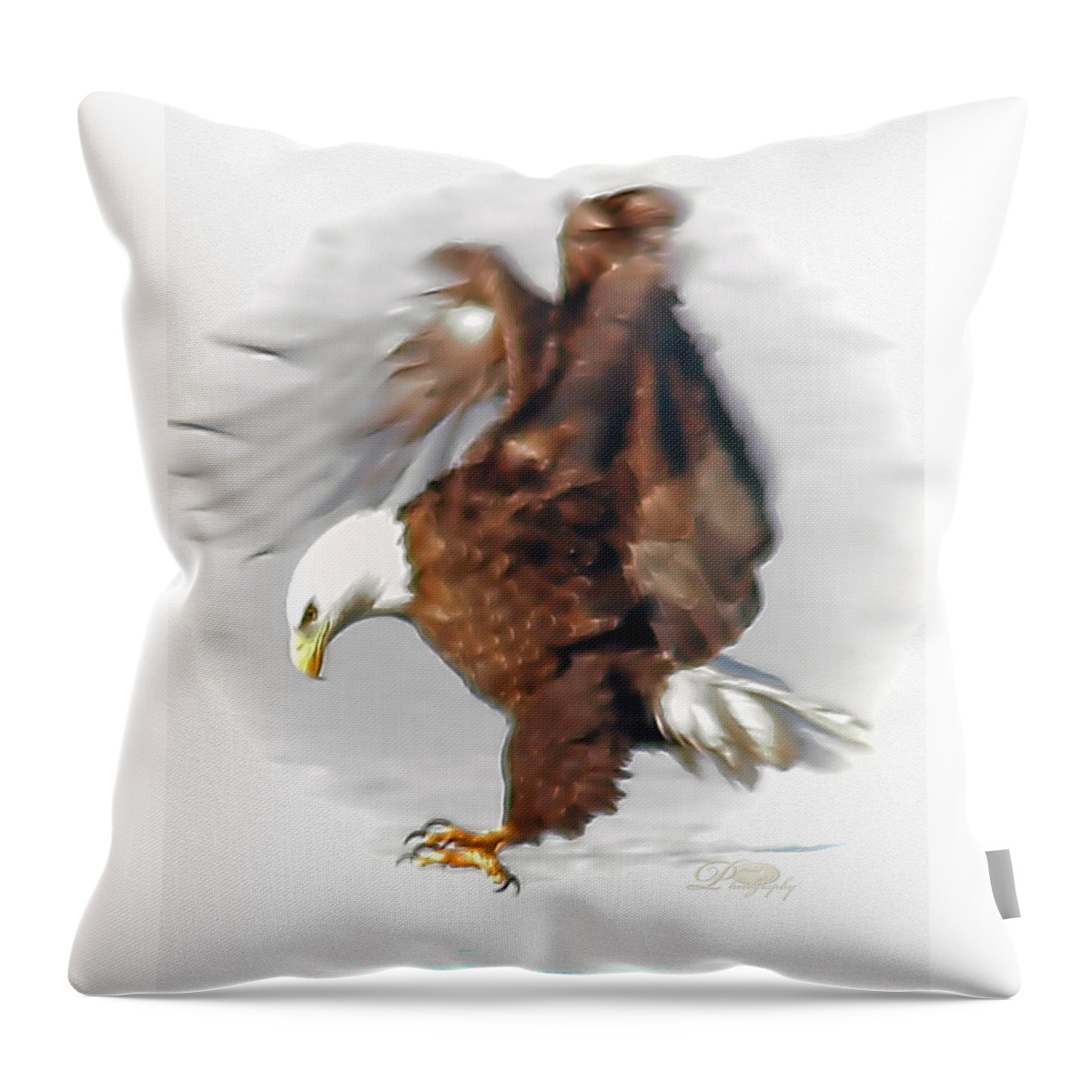 Bald Eagle Throw Pillow featuring the photograph Bald eagle landing by Michael Johnk