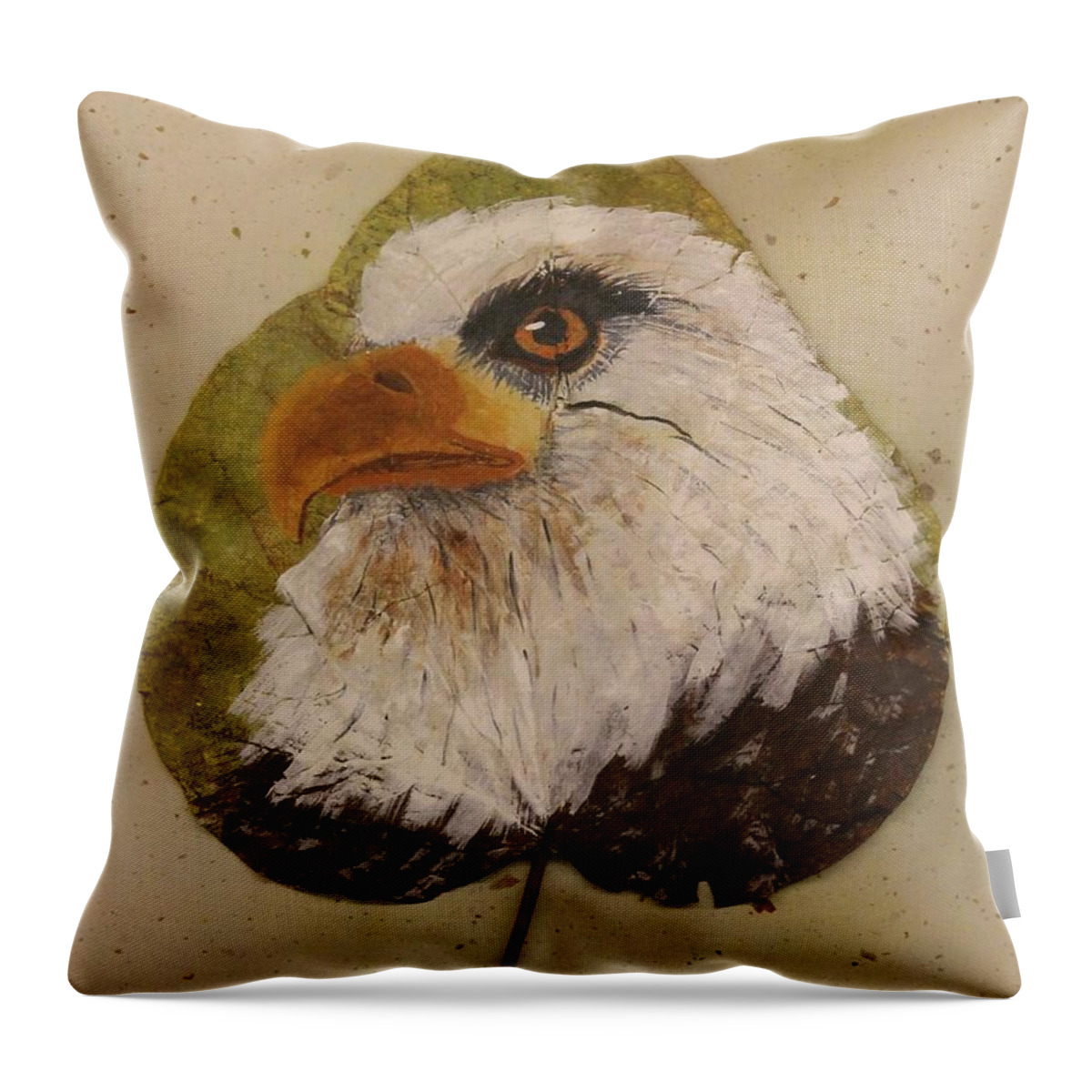 Bird Throw Pillow featuring the painting Bald Eagle side veiw by Ralph Root
